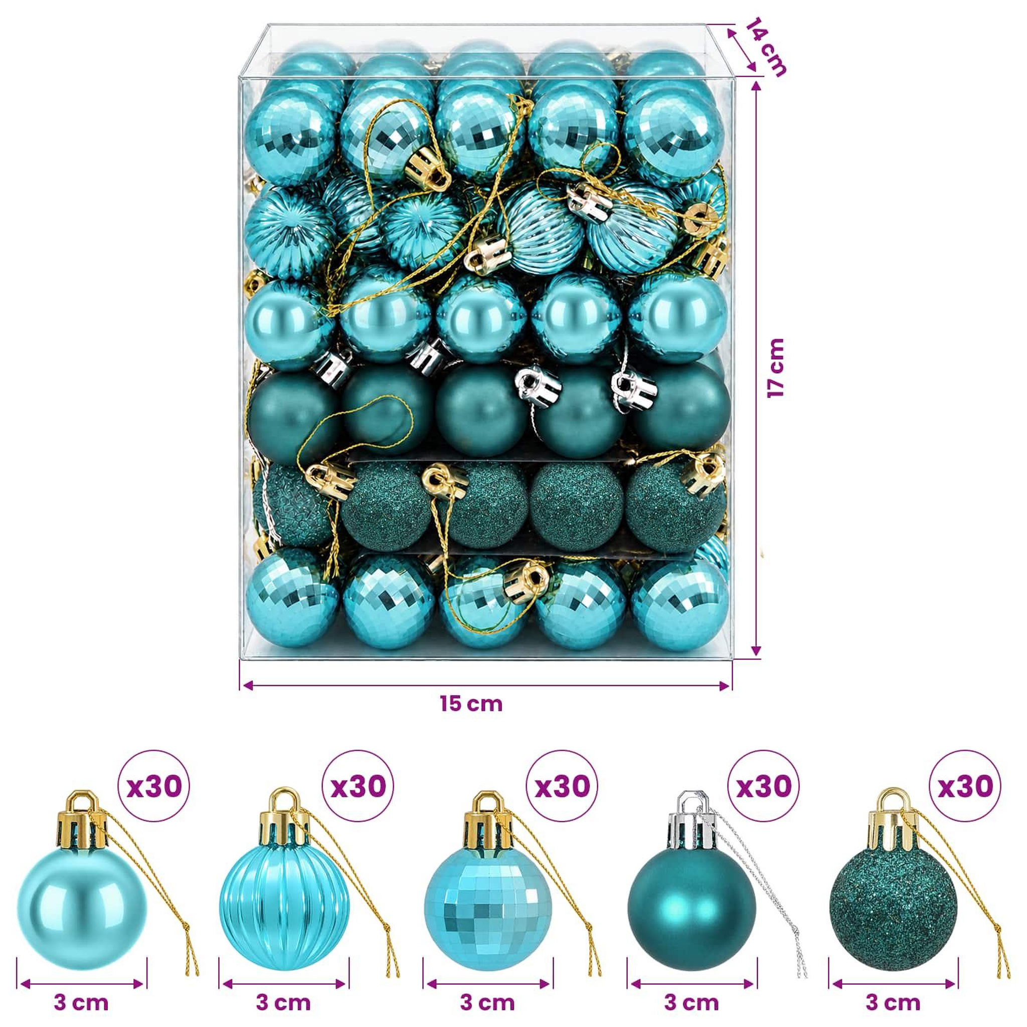 Voir la diapositive 3 : VIDAXL Ensemble de boules de Noël 150 pc Vert Diam. 3 cm Polystyrene