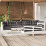 Voir la diapositive 1 : VIDAXL Salon de jardin 9 pcs avec coussins blanc bois de pin massif
