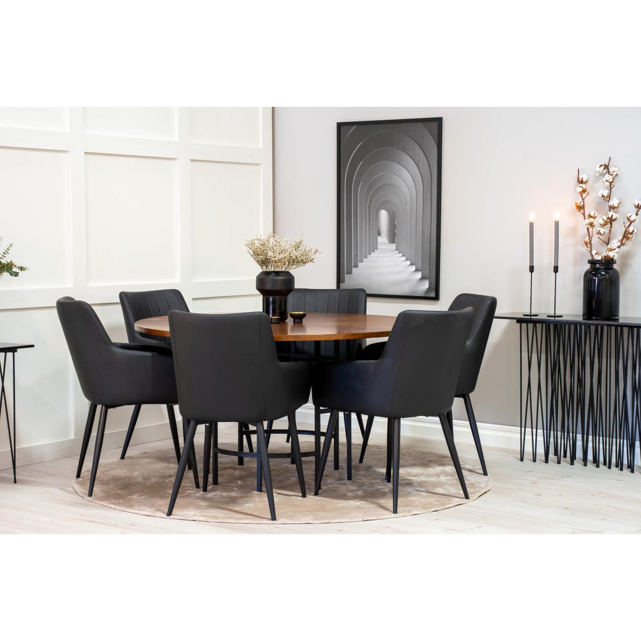 Voir la diapositive 4 : Paris Prix Ensemble table à manger & 6 chaises  copenhagen & comfort  150cm marron & noir