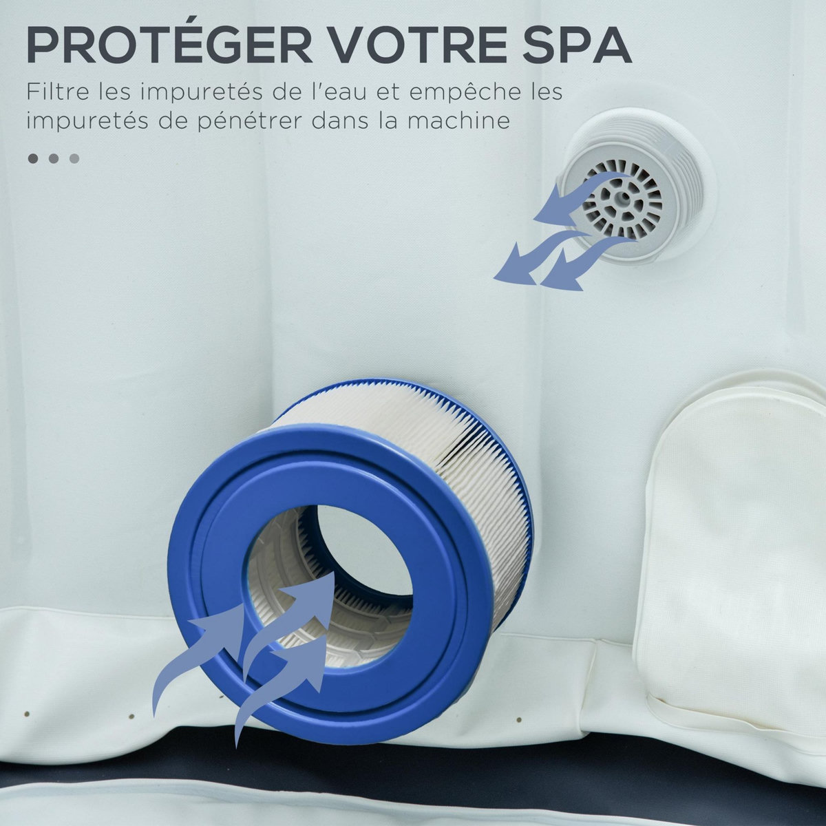 OUTSUNNY Lot de 8 cartouches filtrantes pour spa - cartouches de filtration - PP bleu fibres Dacron blanc