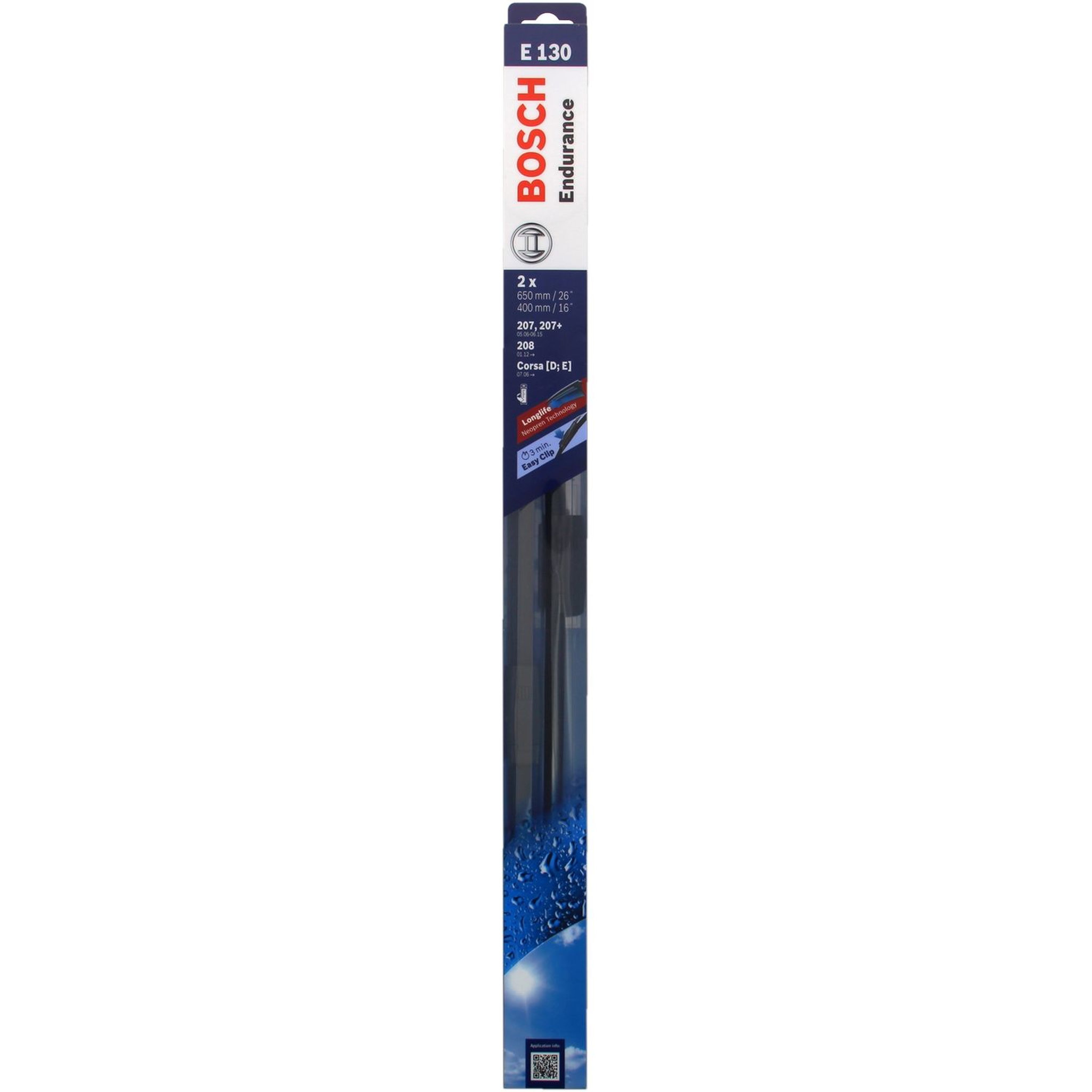 Voir la diapositive 3 : BOSCH Kit balai d'essuie-glace endurance BOSCH N°E130
