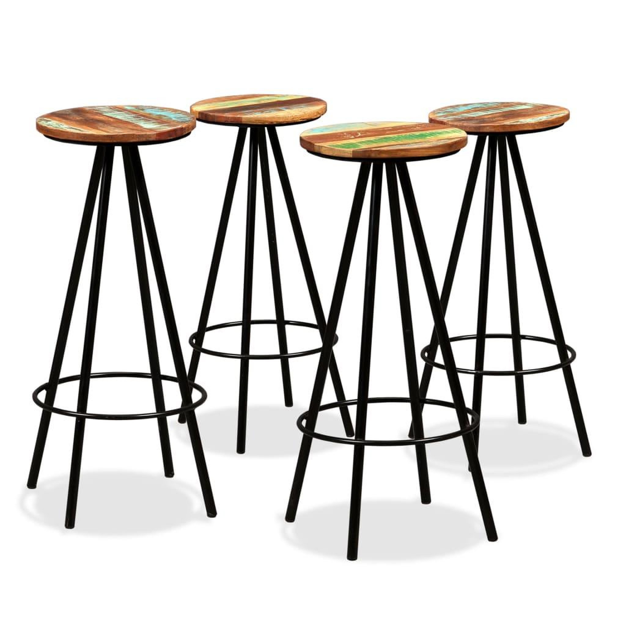 Voir la diapositive 1 : VIDAXL Tabourets de bar lot de 4 bois massif de recuperation