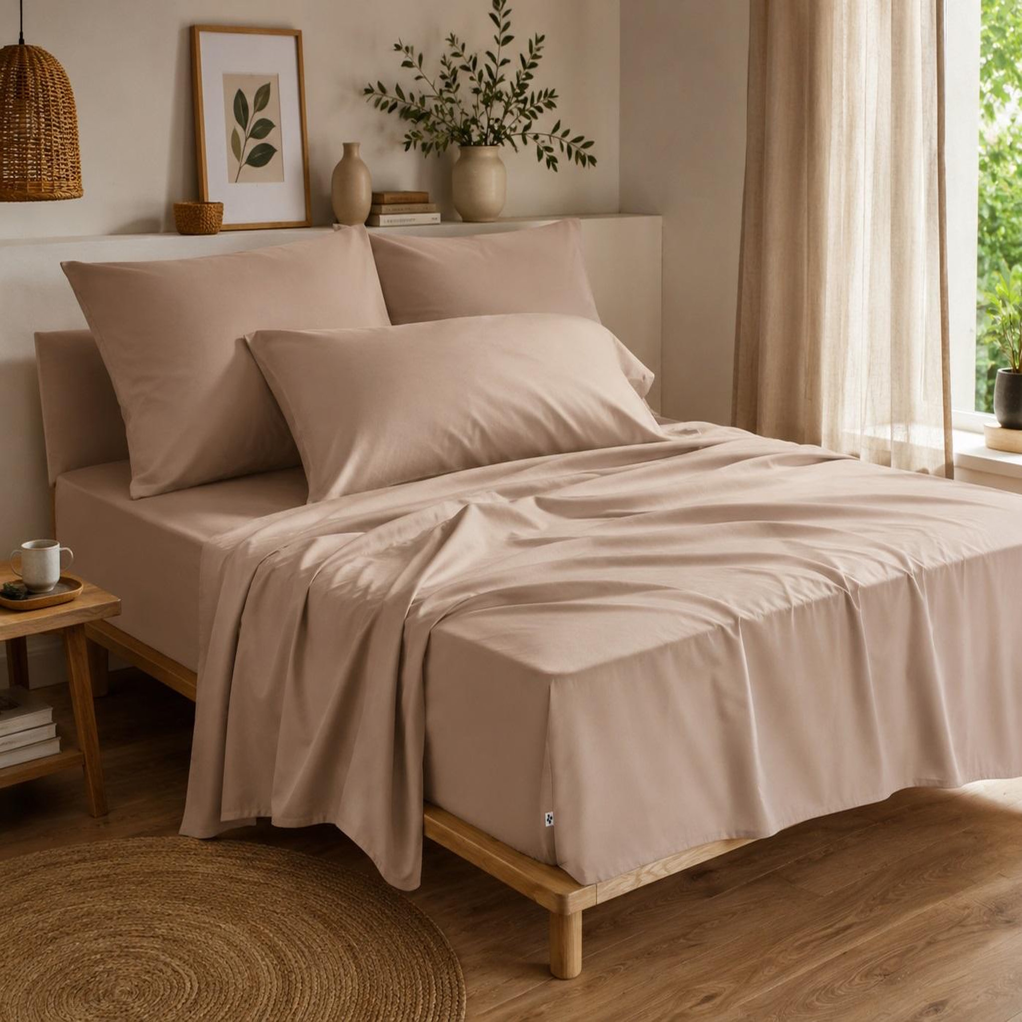 Voir la diapositive 2 : Eden Drap housse double gaze de coton gaïa