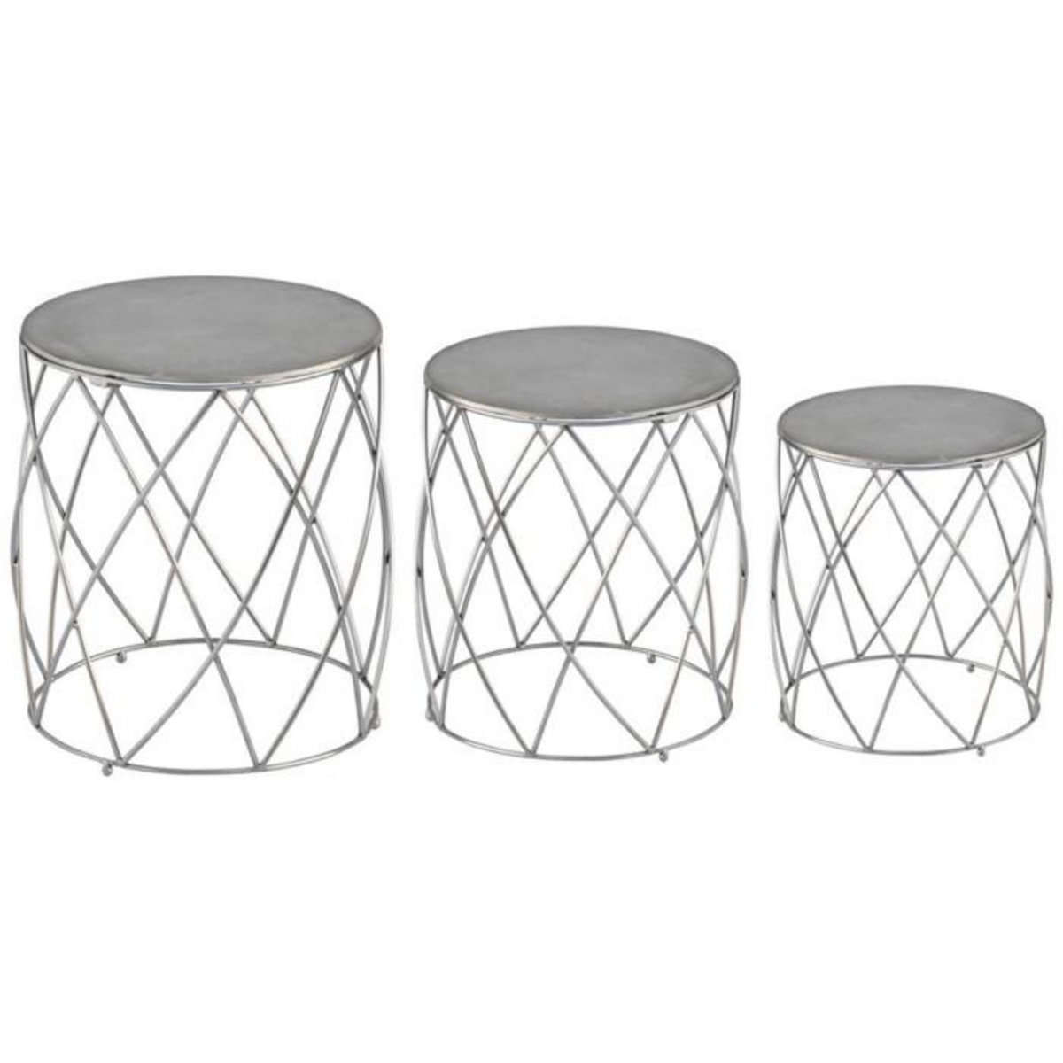 Paris Prix Lot de 3 Tabourets Design  Ammy  51cm Argent