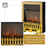 Voir la diapositive 5 : HOMCOM Cheminée électrique style néo rétro thermostat 1000-2000 W noir or