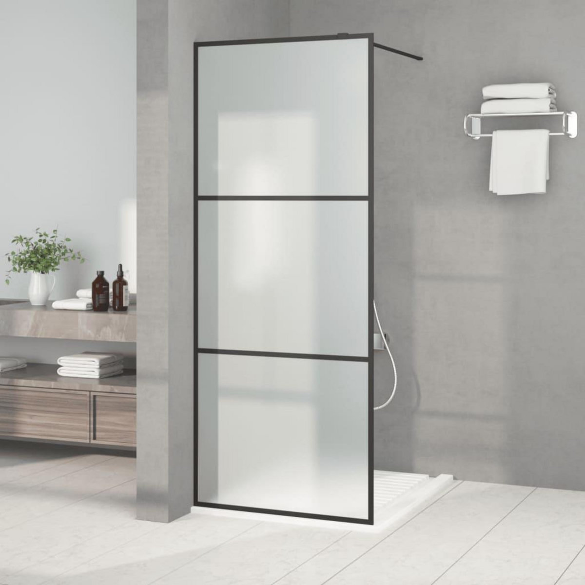 VIDAXL Paroi de douche Noir 80x195 cm Verre ESG depoli