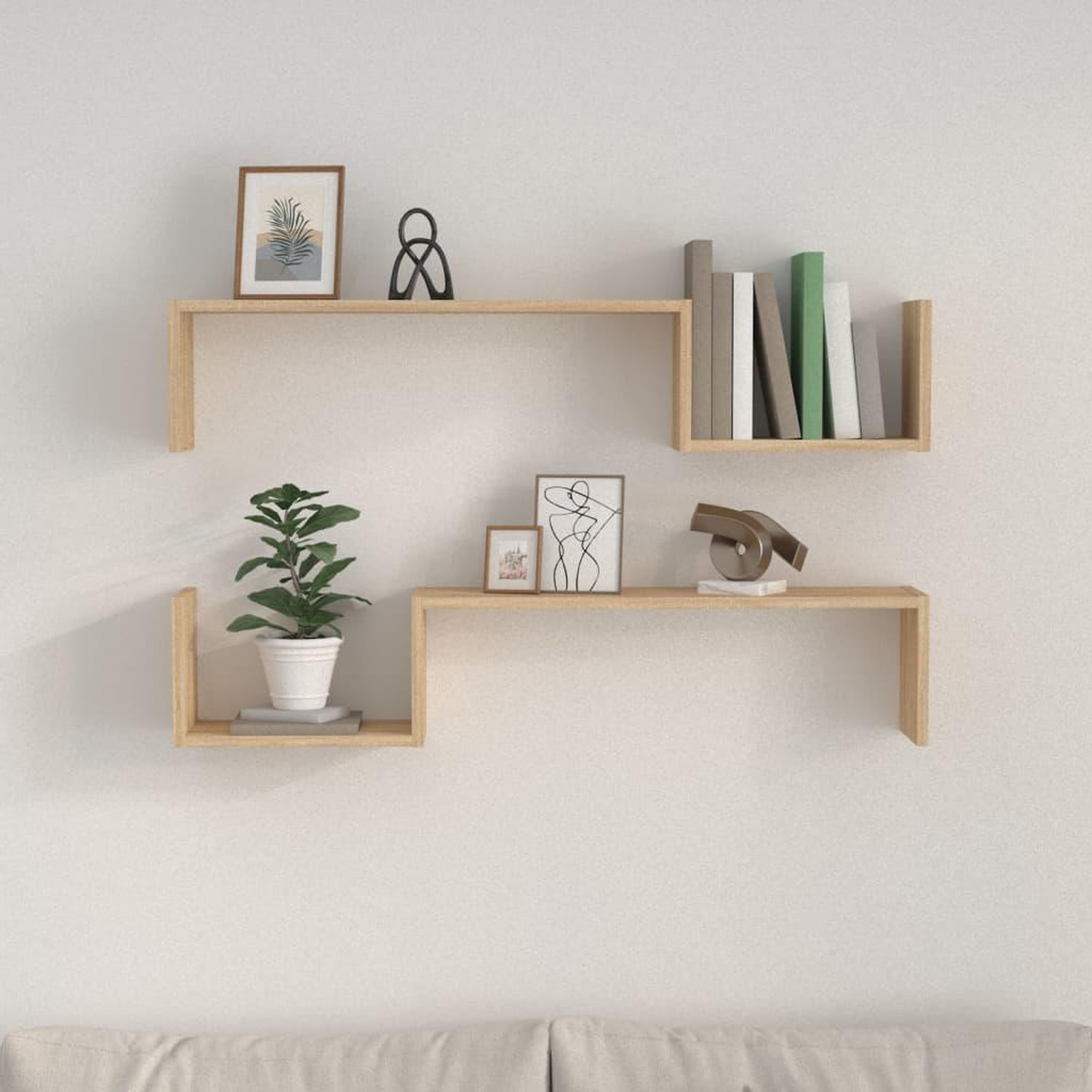 Voir la diapositive 3 : VIDAXL Etageres murales 2 pcs chene sonoma 100x15x20cm bois ingenierie