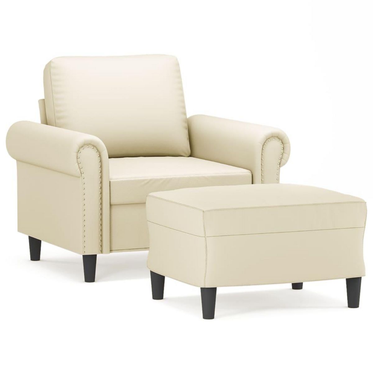 VIDAXL Fauteuil avec repose-pied Creme 60 cm Similicuir