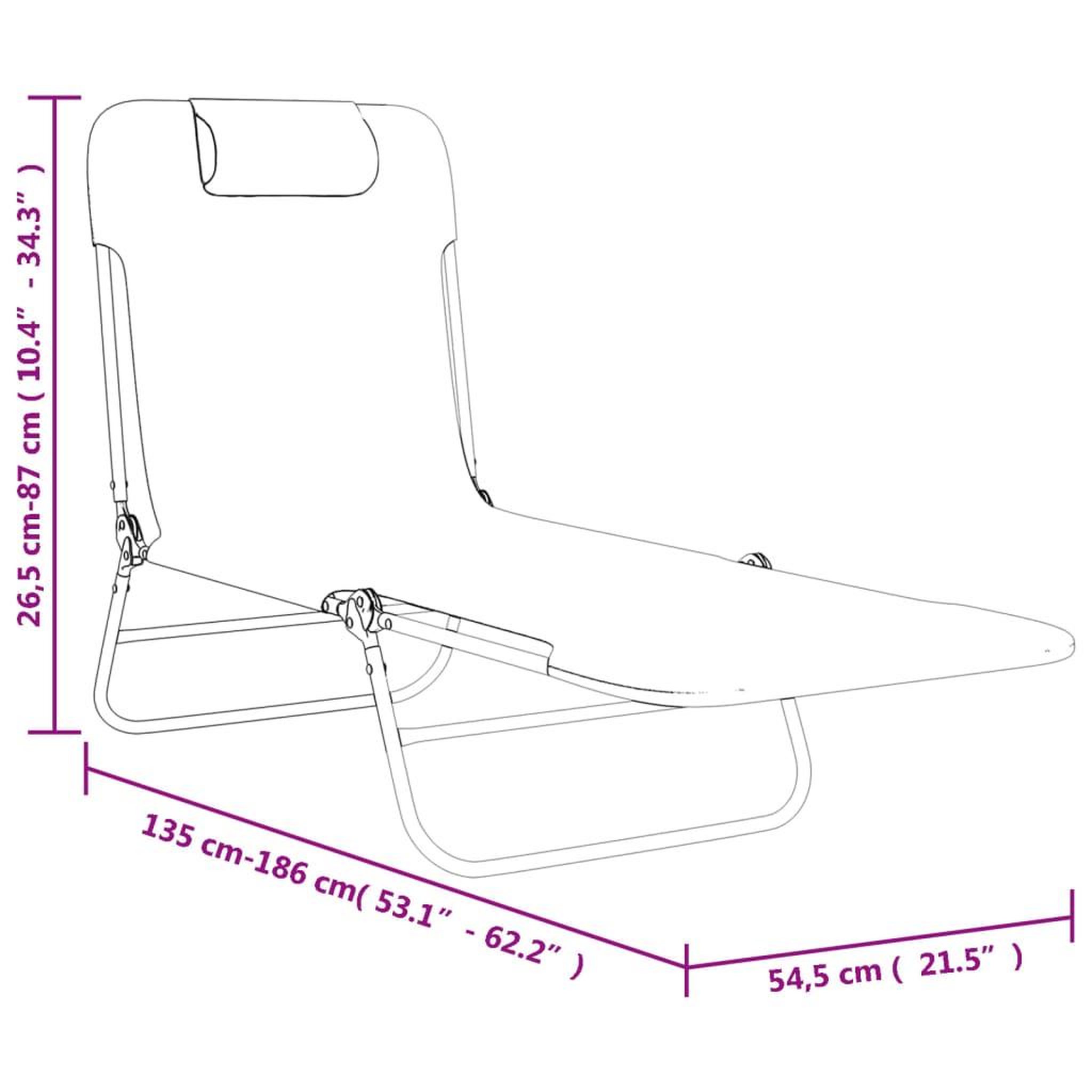 Voir la diapositive 6 : VIDAXL Chaises longues pliables lot de 2 noir textilene et acier