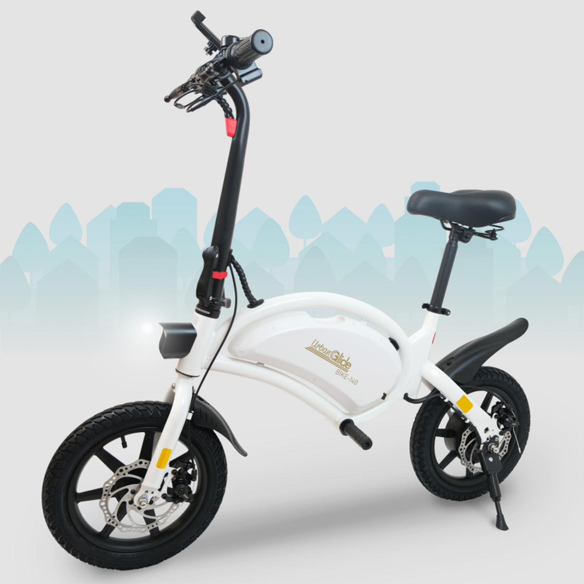 URBANGLIDE URBANGLIDE eBike 140 White – Draisienne Électrique 14  pour Adulte et Enfant dès 14 Ans – 25 km/h – 18 km Autonomie – Moteur 250