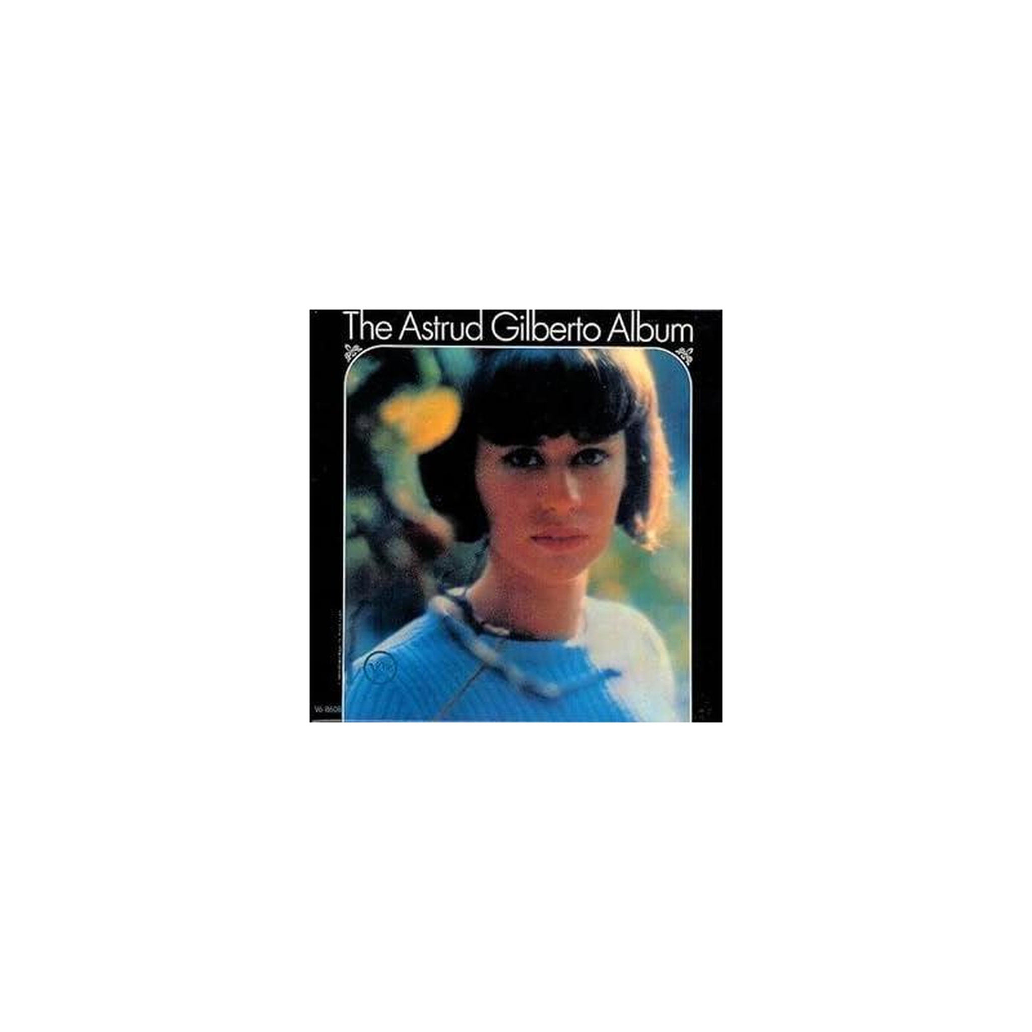 Pochette vinyle the astrud gilberto album, portrait femme aux cheveux foncés et haut bleu