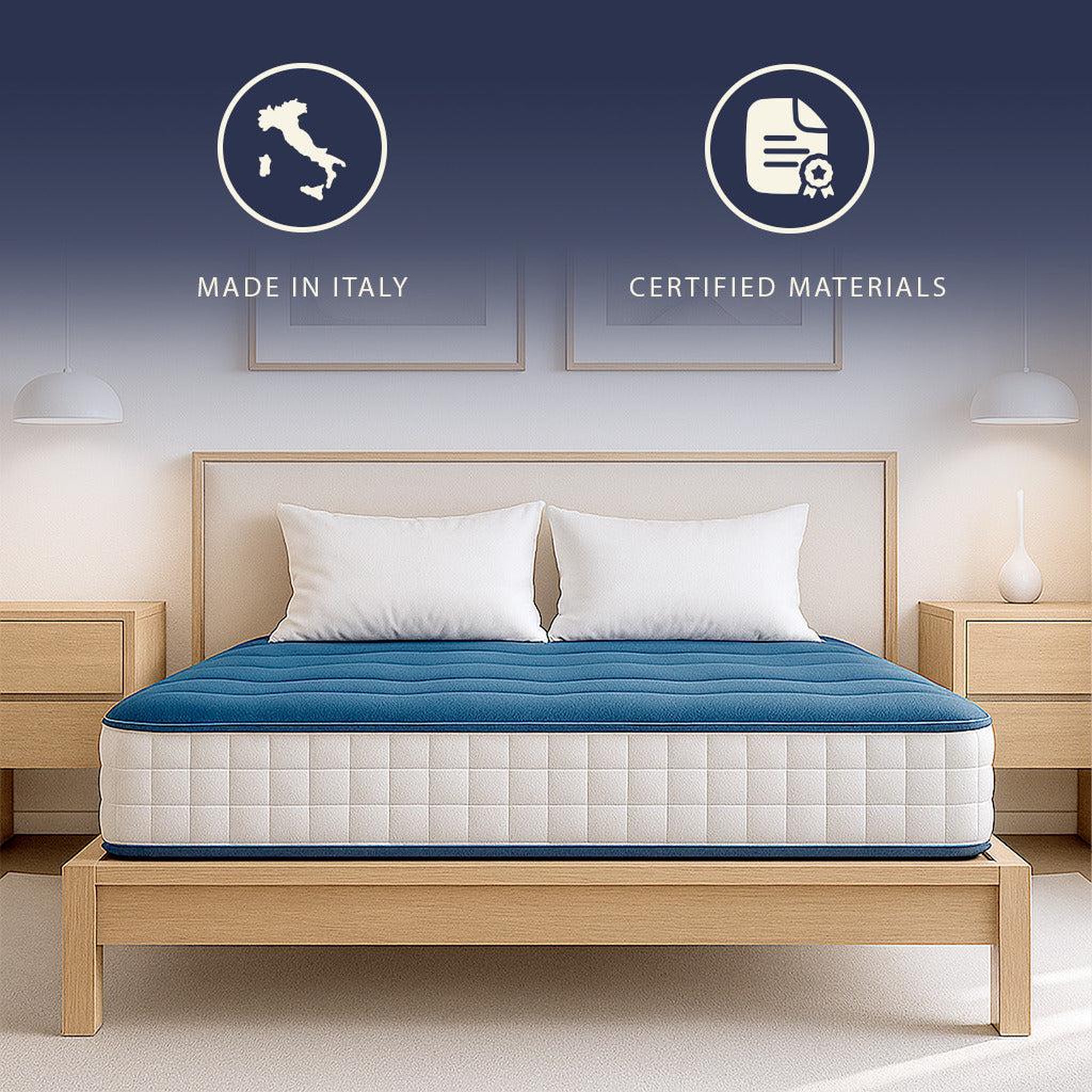 Voir la diapositive 6 : THE WHITE STONE Matelas 80x190 cm en Waterfoam Hypoallergénique | Hauteur 20 cm | Mi-ferme, Antibactérien & Respirant | Made in Italy