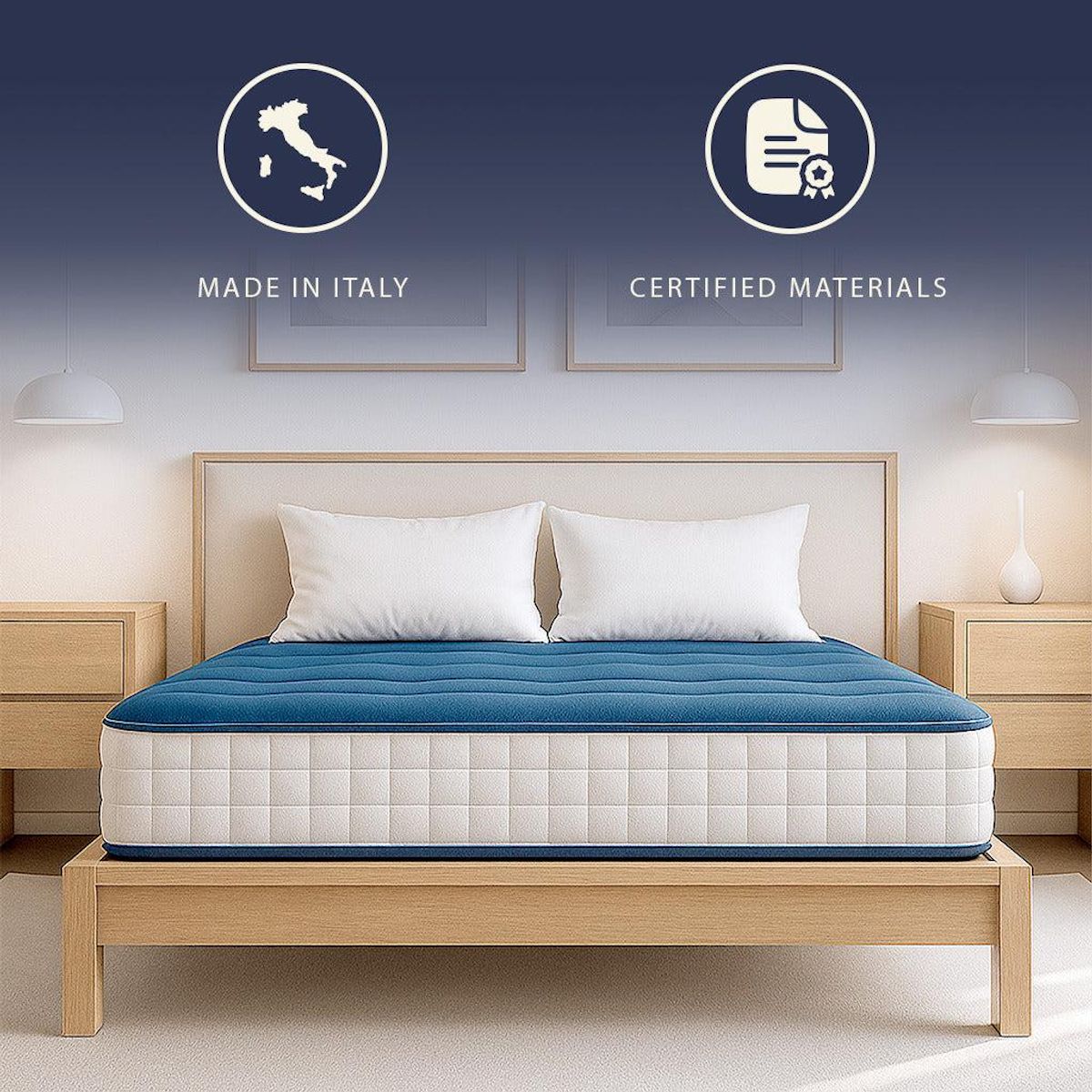 THE WHITE STONE Matelas 80x190 cm en Waterfoam Hypoallergénique | Hauteur 20 cm | Mi-ferme, Antibactérien & Respirant | Made in Italy