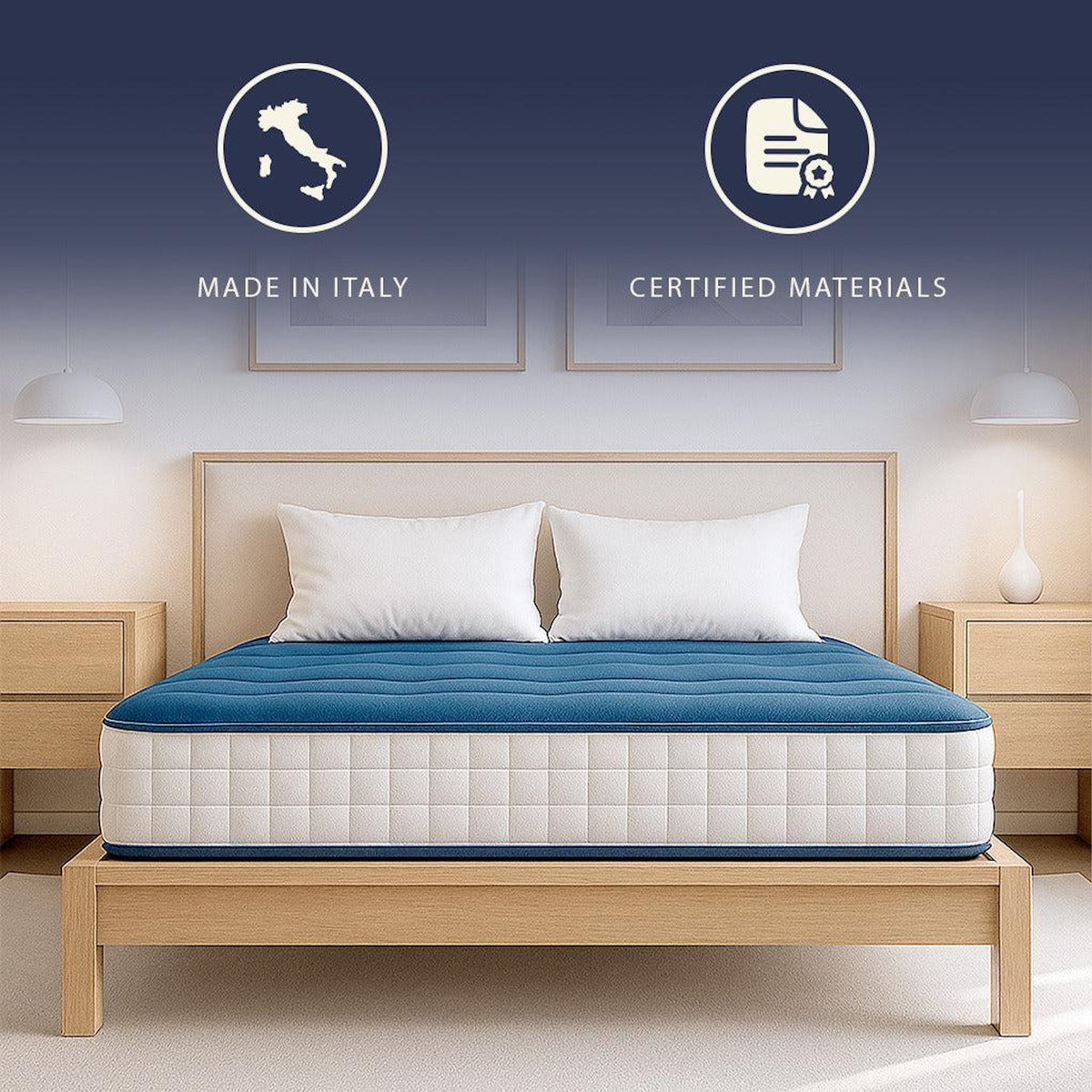 THE WHITE STONE Matelas 80x190 cm en Waterfoam Hypoallergénique | Hauteur 20 cm | Mi-ferme, Antibactérien & Respirant | Made in Italy