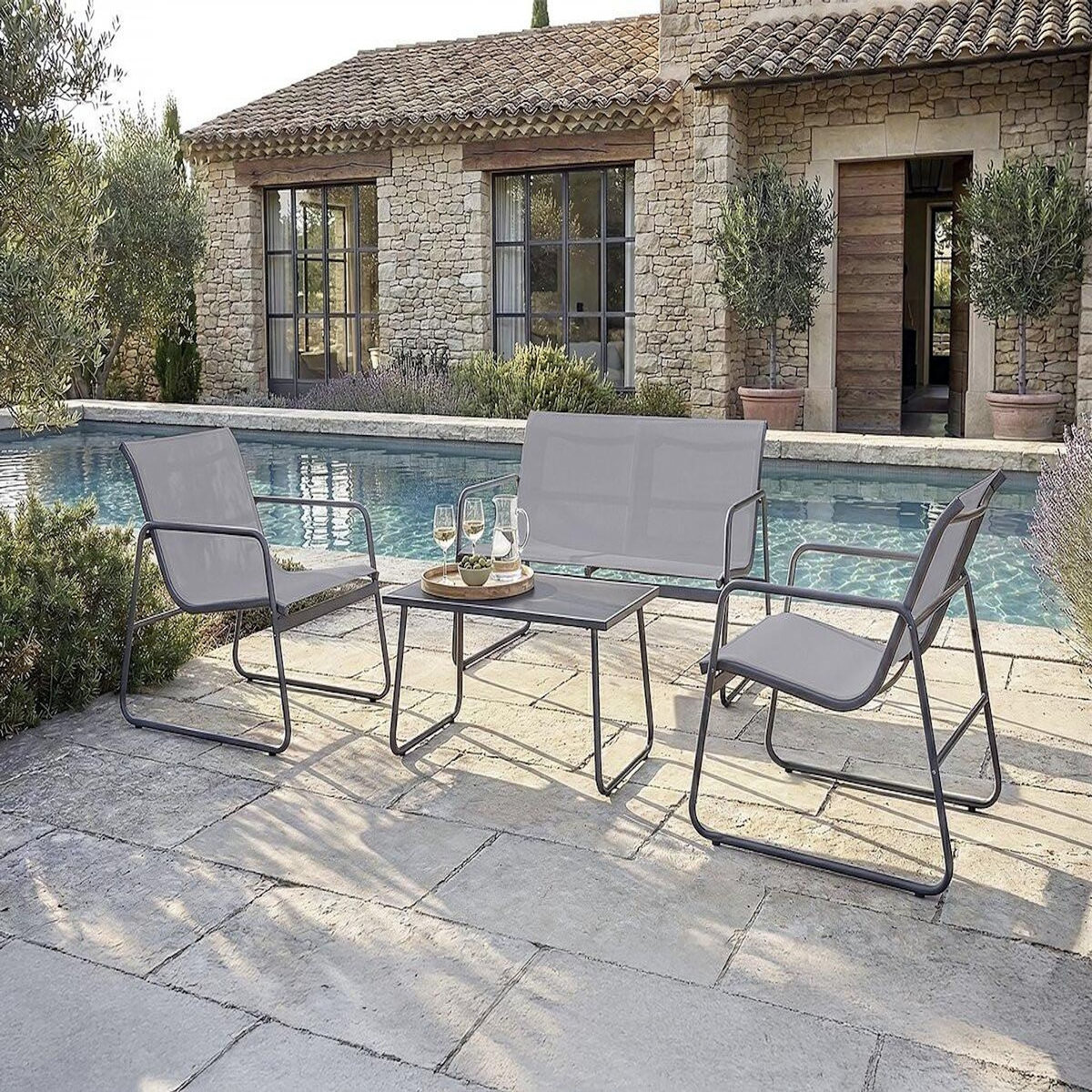 Habitat et Jardin Salon de jardin en métal  Fortaleza  - 4 places - Gris clair