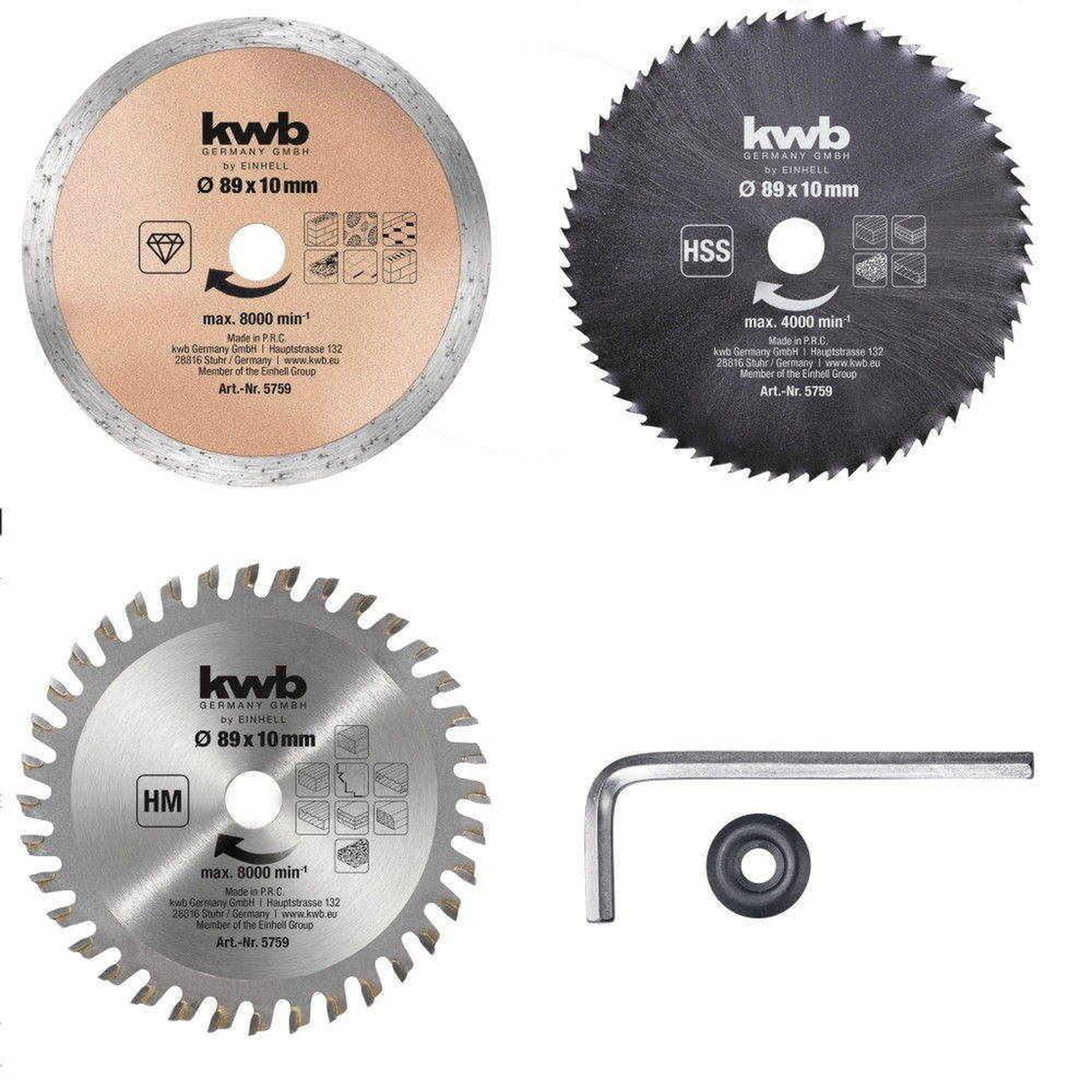 KWB Jeu de disques pour mini scie circulaire 89x10 mm, 5 pcs