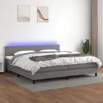 VIDAXL Sommier a lattes de lit et matelas et LED Gris fonce 200x200 cm