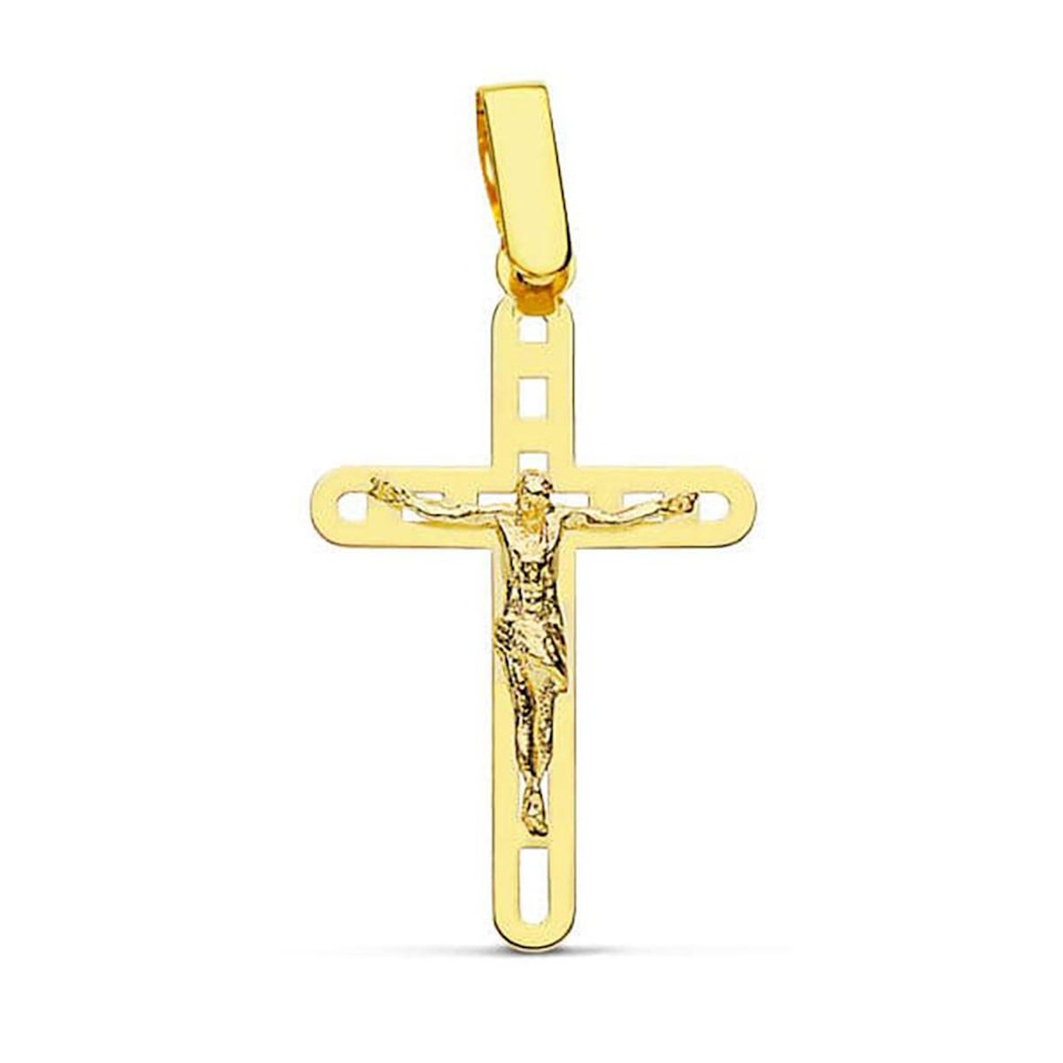 L'ATELIER D'AZUR Pendentif  - Médaille Christ sur la Croix Or 18 Carats 750 Jaune - Chaine Offerte