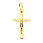 L'ATELIER D'AZUR Pendentif  - Médaille Christ sur la Croix Or 18 Carats 750 Jaune - Chaine Offerte