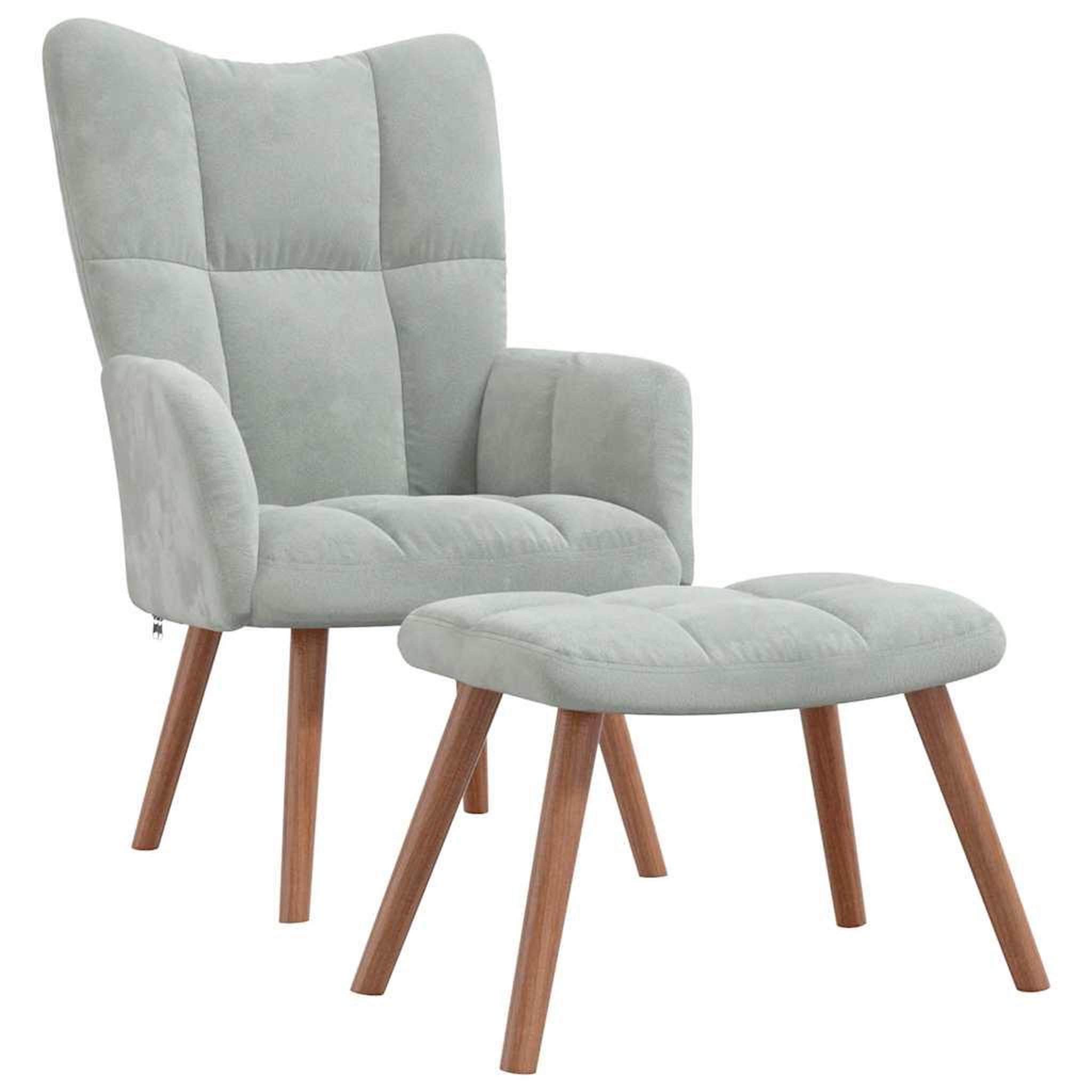 Voir la diapositive 2 : VIDAXL Chaise de relaxation avec repose-pied Gris clair Velours