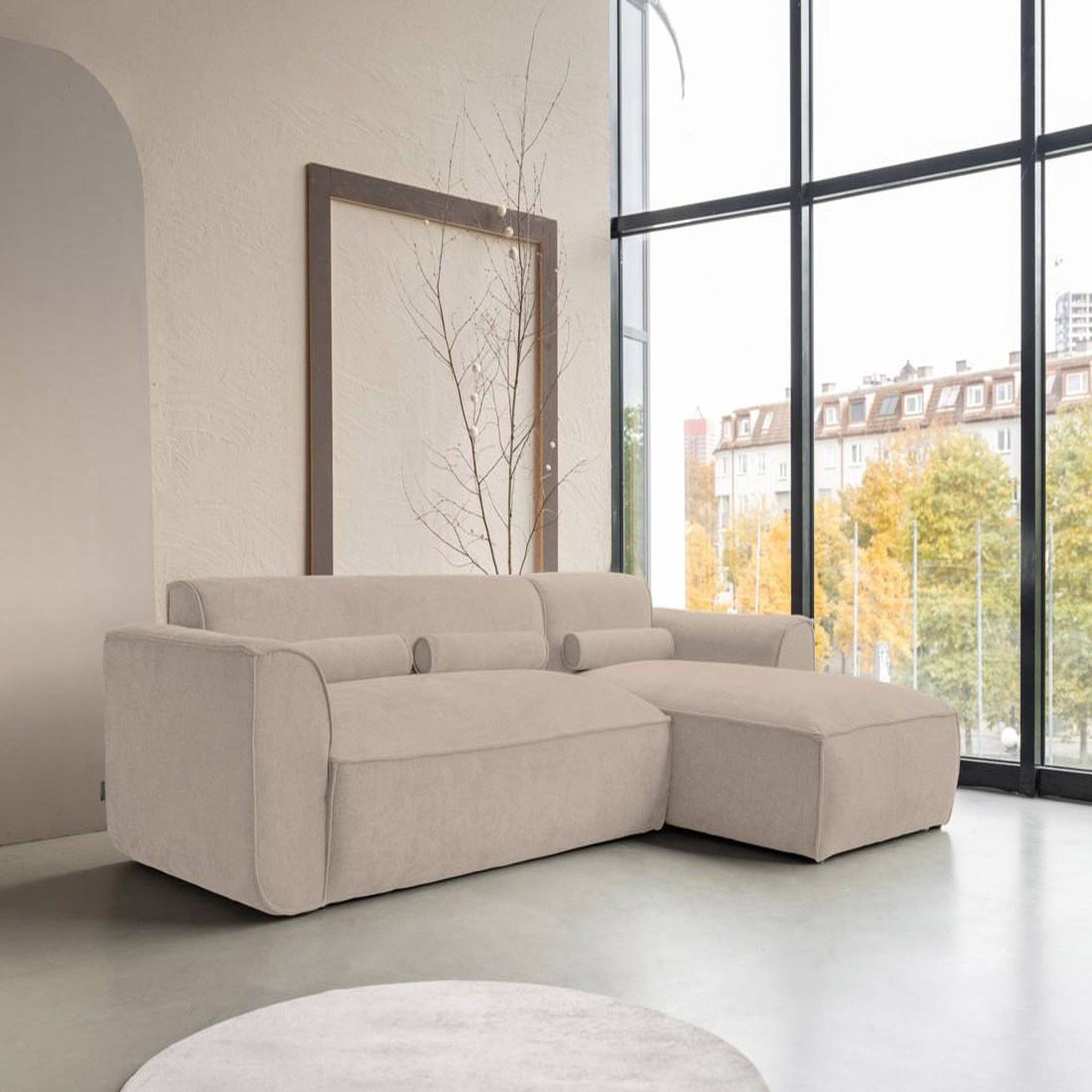 Voir la diapositive 2 : BEST MOBILIER Felix - canapé modulable d'angle droit 4 places en tissu texturé