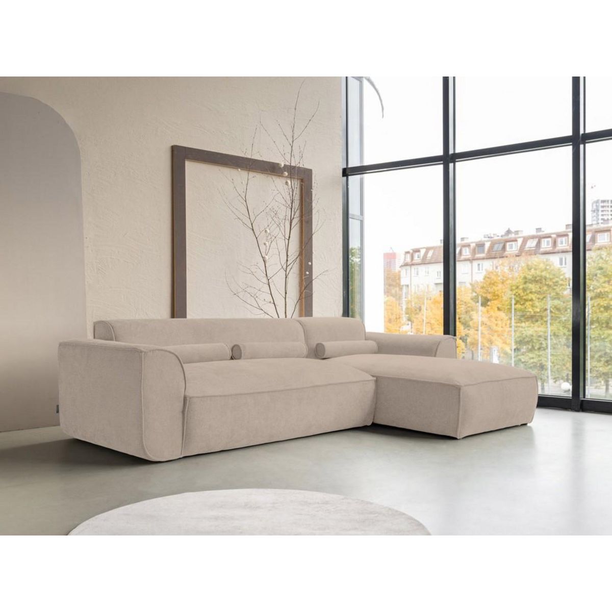 BEST MOBILIER Felix - canapé modulable d'angle droit 4 places en tissu texturé