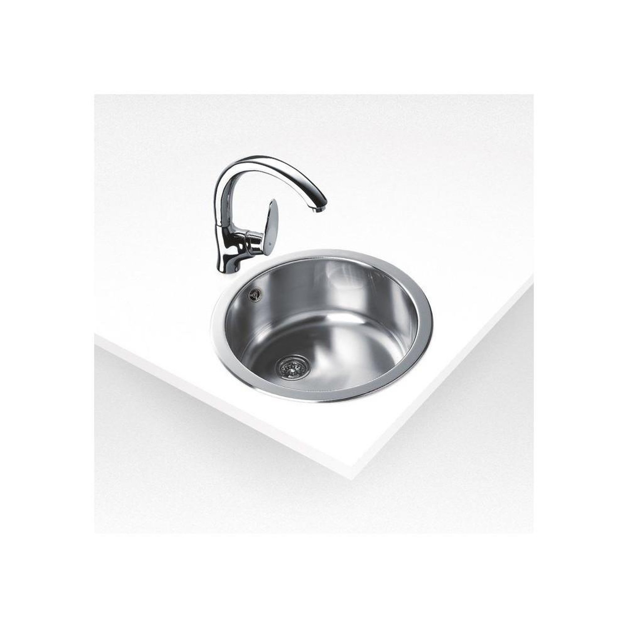 Voir la diapositive 3 : TEKA Teka redondo 45 1b évier encastrable rond inox poli 1 cuve, bonde centrale 3½  diamètre 450 mm