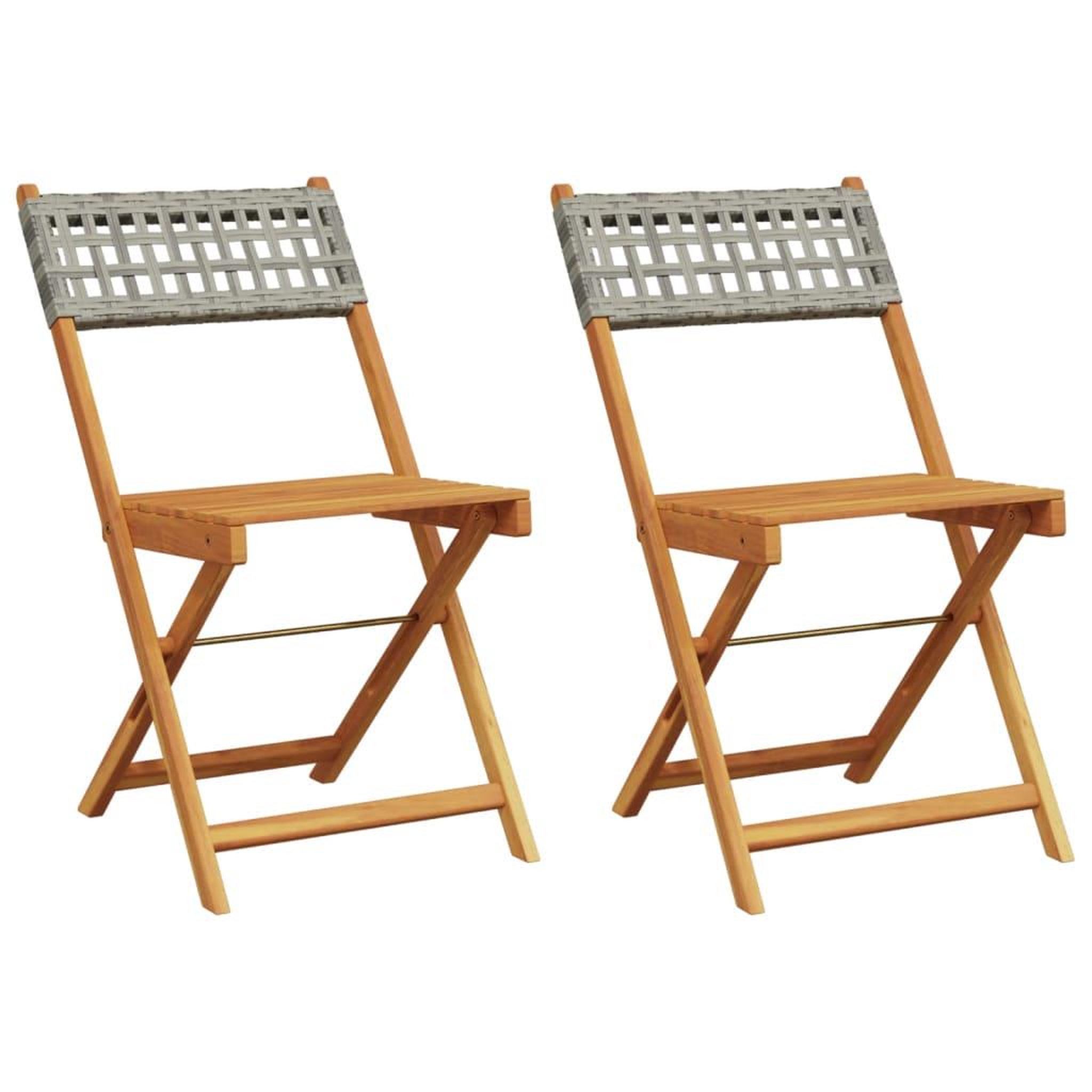 Voir la diapositive 2 : VIDAXL Chaises de bistrot lot de 2 gris bois massif d'acacia et rotin