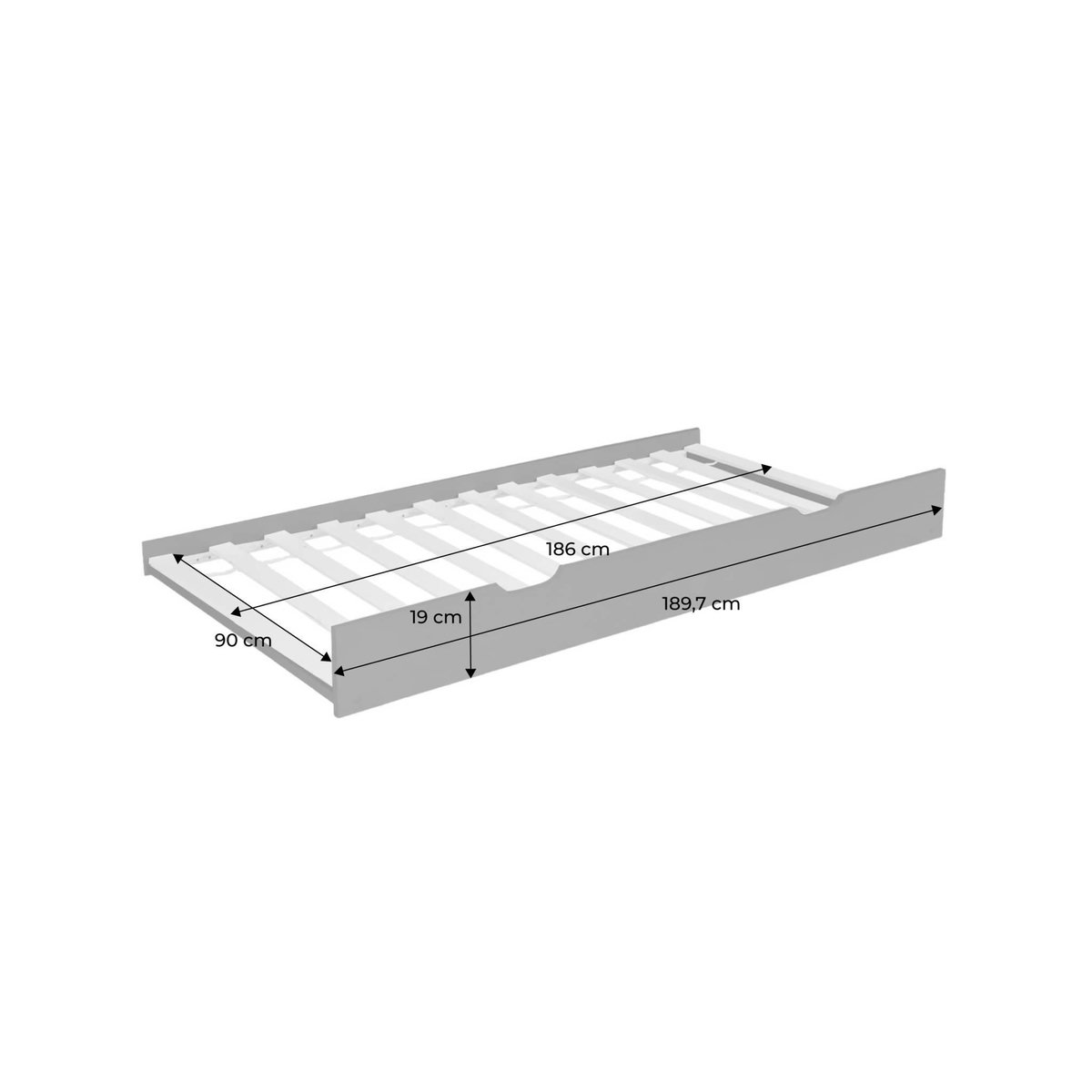 SWEEEK Tiroir lit enfant bois de pin naturel vert 190 x 94 x 20.3  cm - Roya