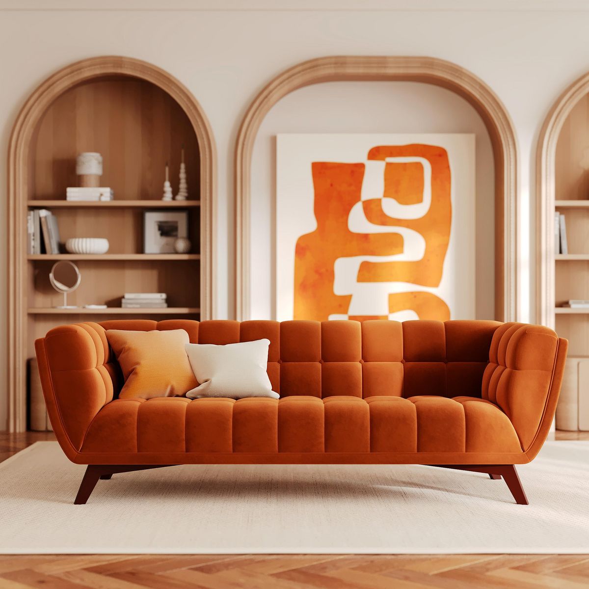 Rendez vous déco Canapé 3 places en velours vert foncé - Mona