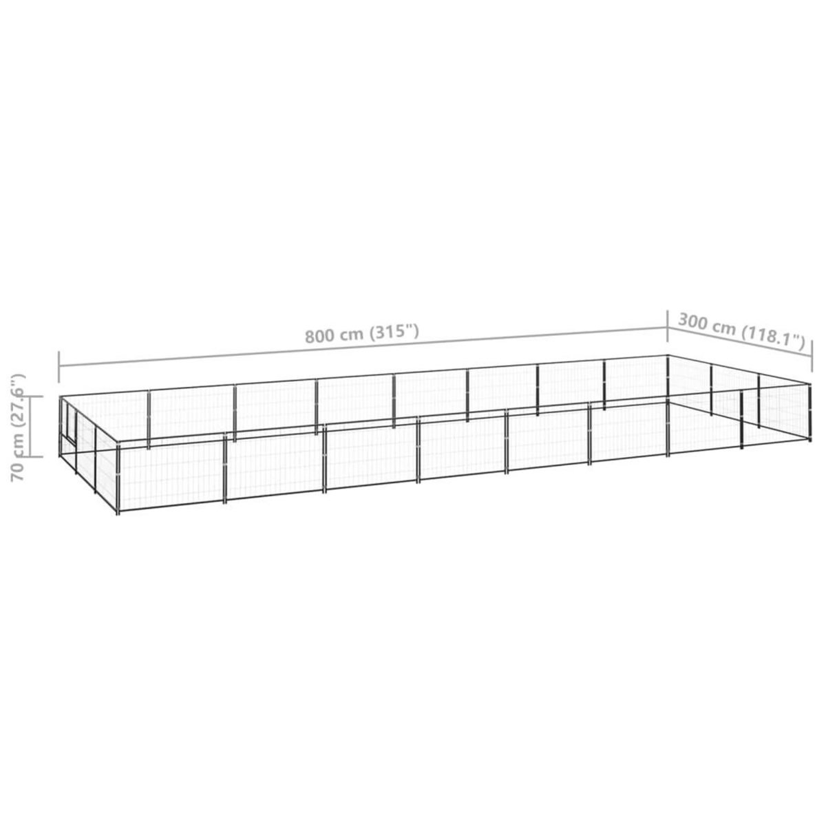 VIDAXL Chenil Noir 24 m^2 Acier