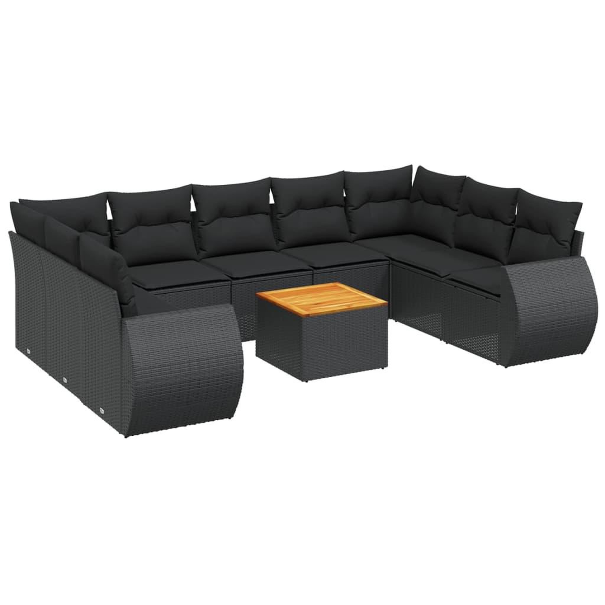 Voir la diapositive 2 : VIDAXL Salon de jardin 10 pcs avec coussins noir resine tressee