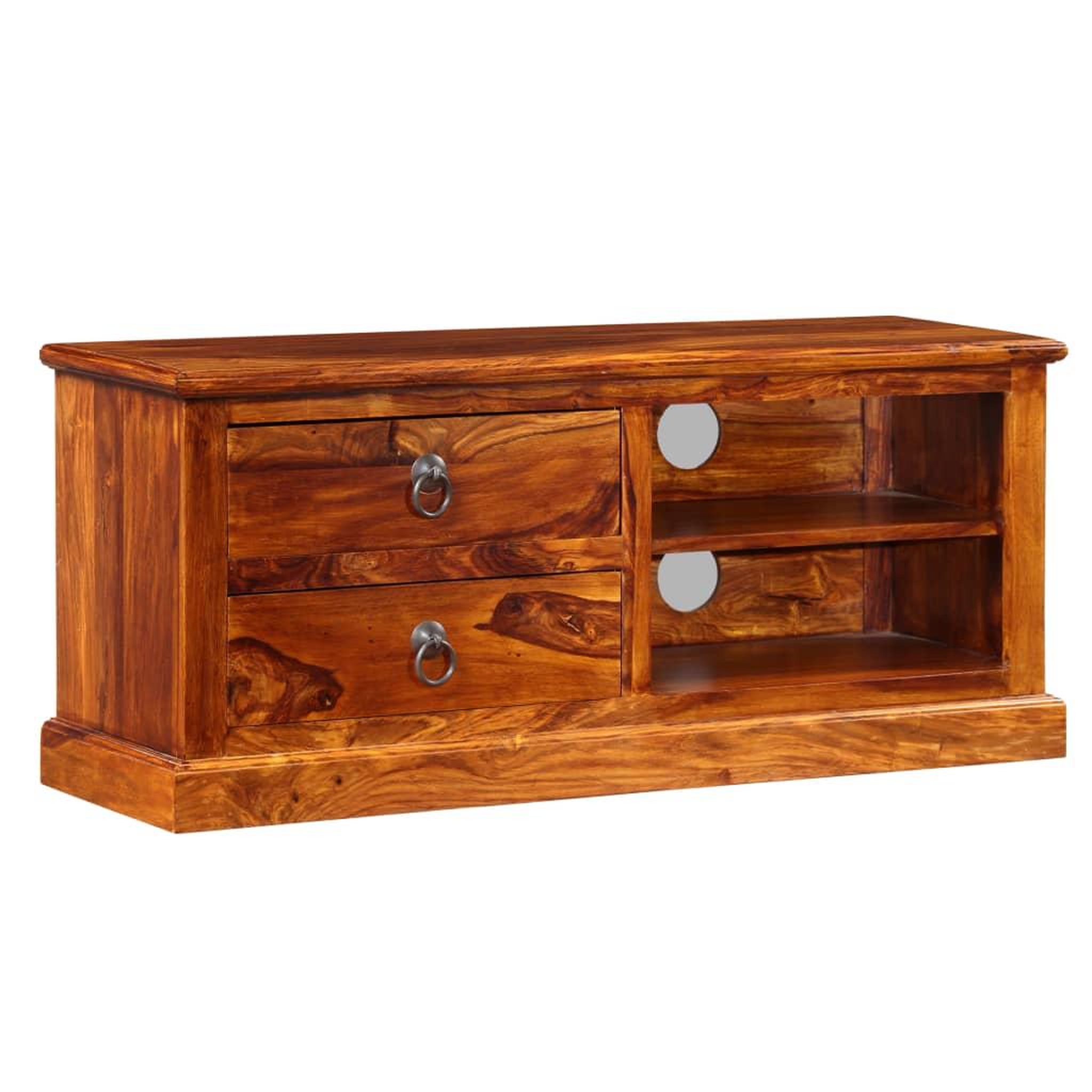 Voir la diapositive 3 : VIDAXL Meuble tv bois massif de sesham 90x30x40 cm