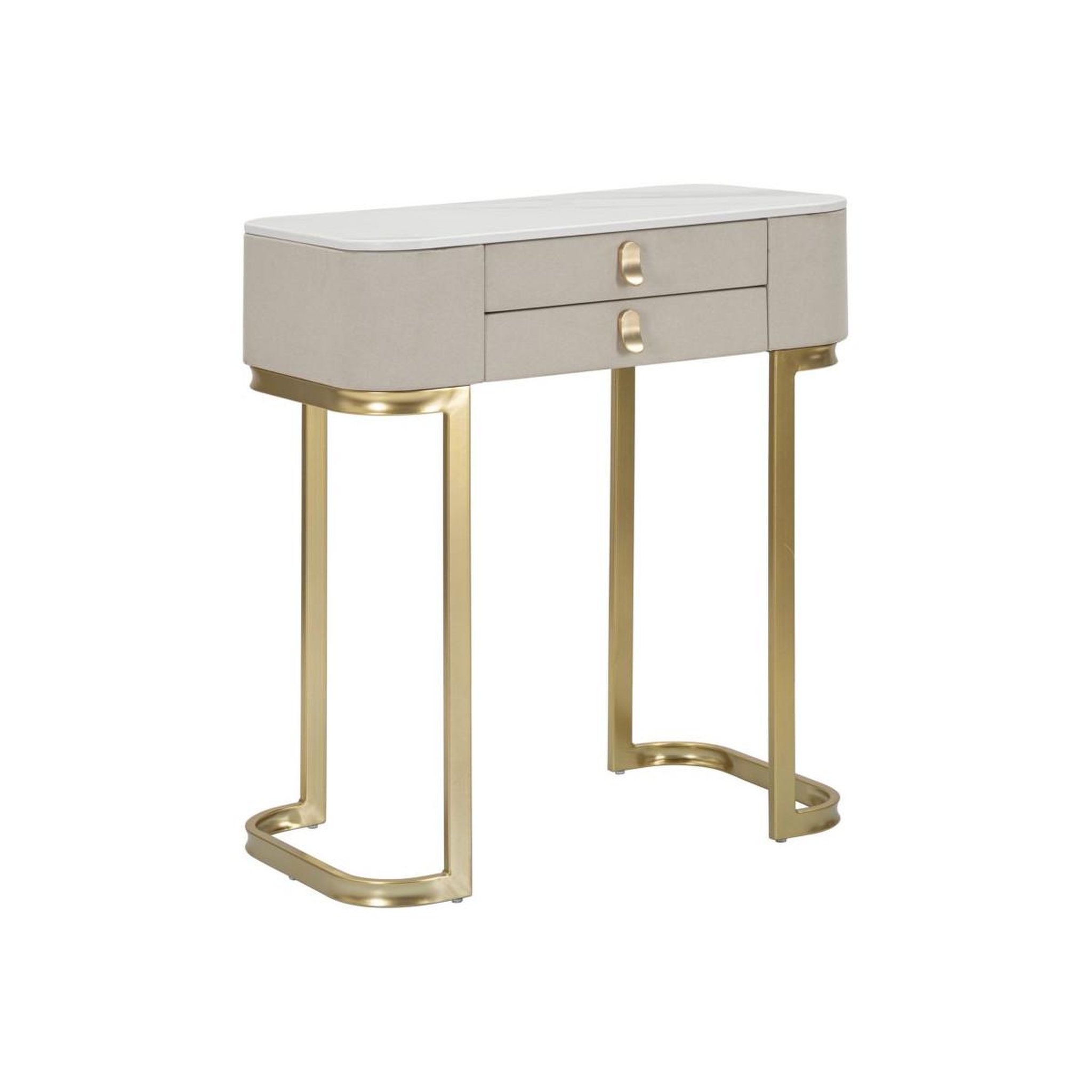 Paris Prix Console Effet Marbre  Beauty  70cm Crème & Or