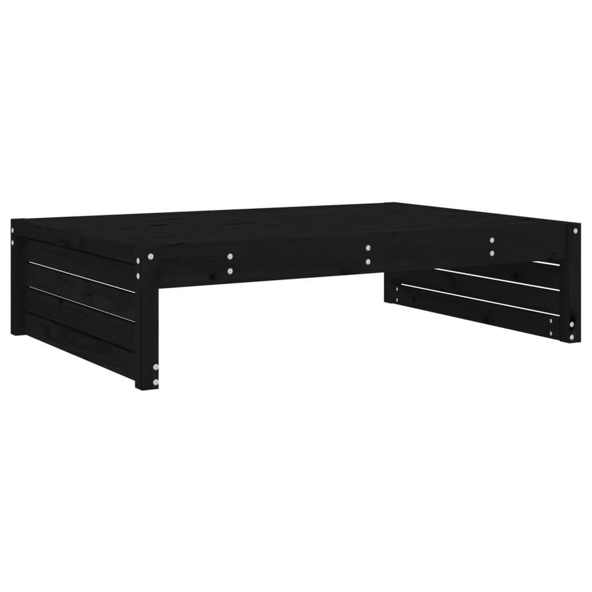 Voir la diapositive 2 : VIDAXL Repose-pied de jardin 120x80 cm noir bois de pin massif