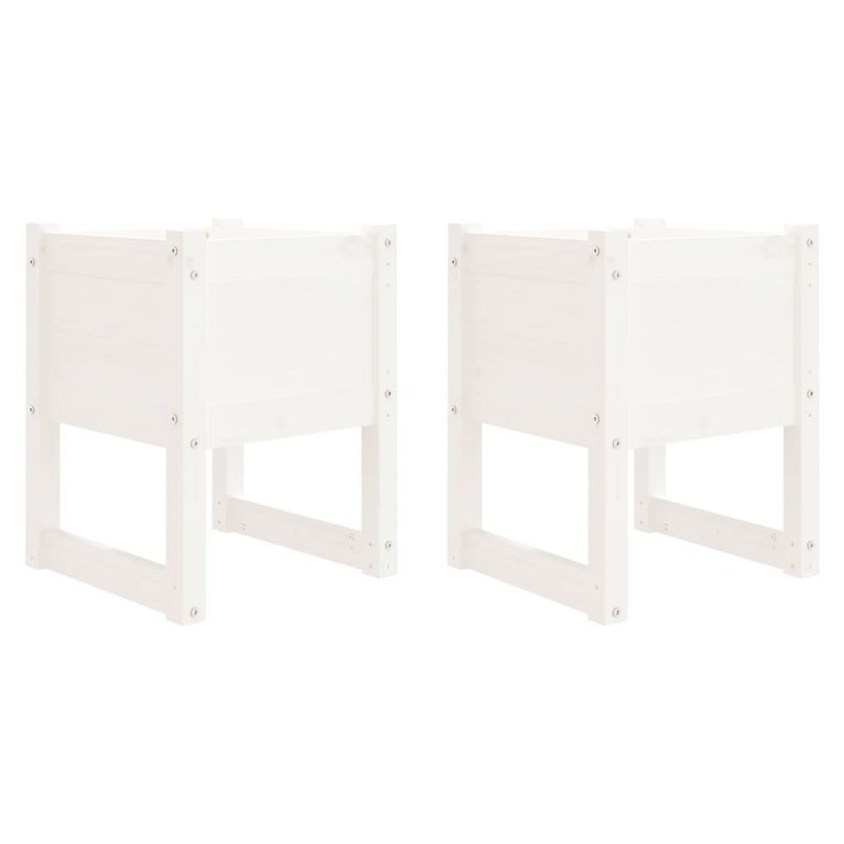 VIDAXL Jardinieres 2 pcs Blanc 40x40x52,5 cm Bois massif de pin