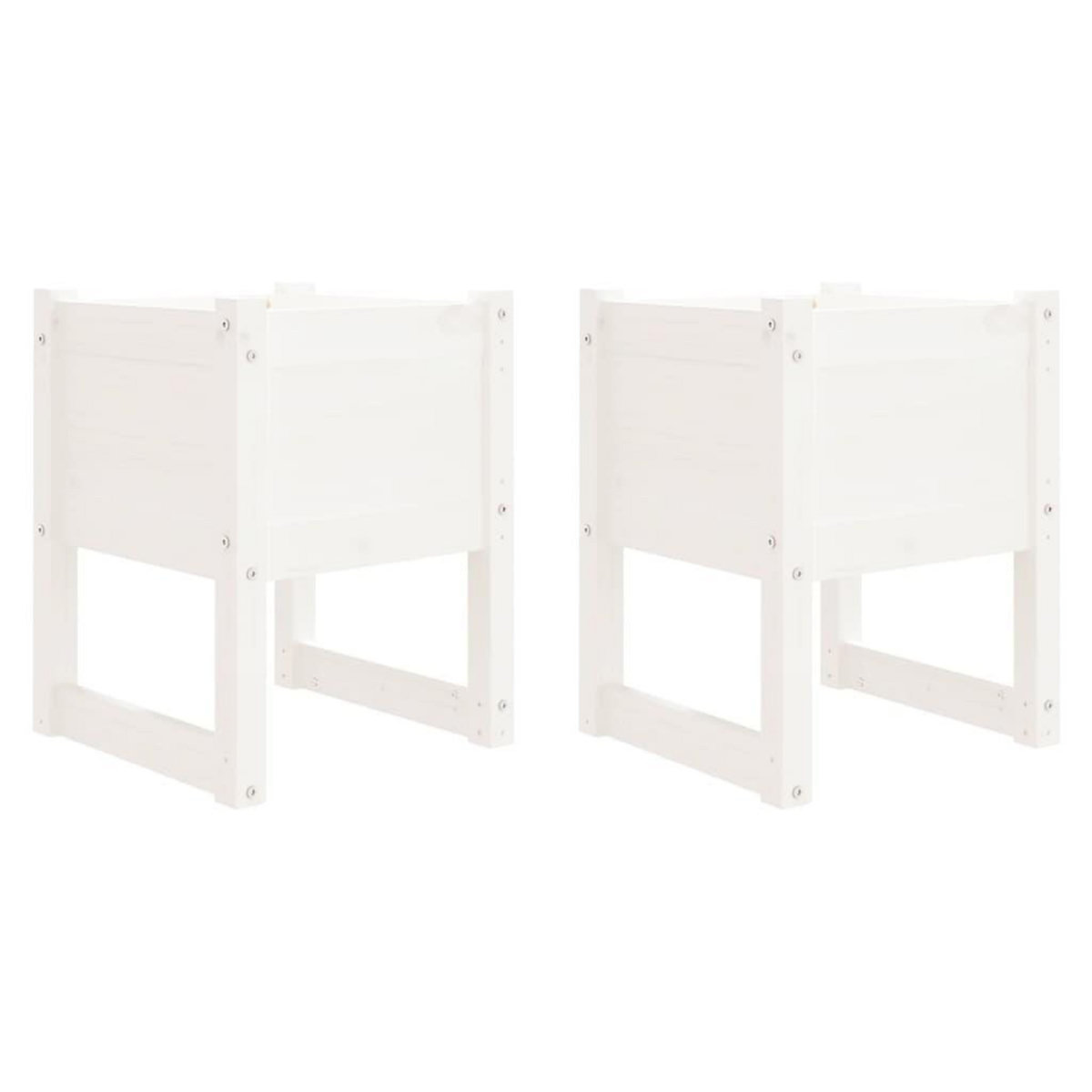 VIDAXL Jardinieres 2 pcs Blanc 40x40x52,5 cm Bois massif de pin