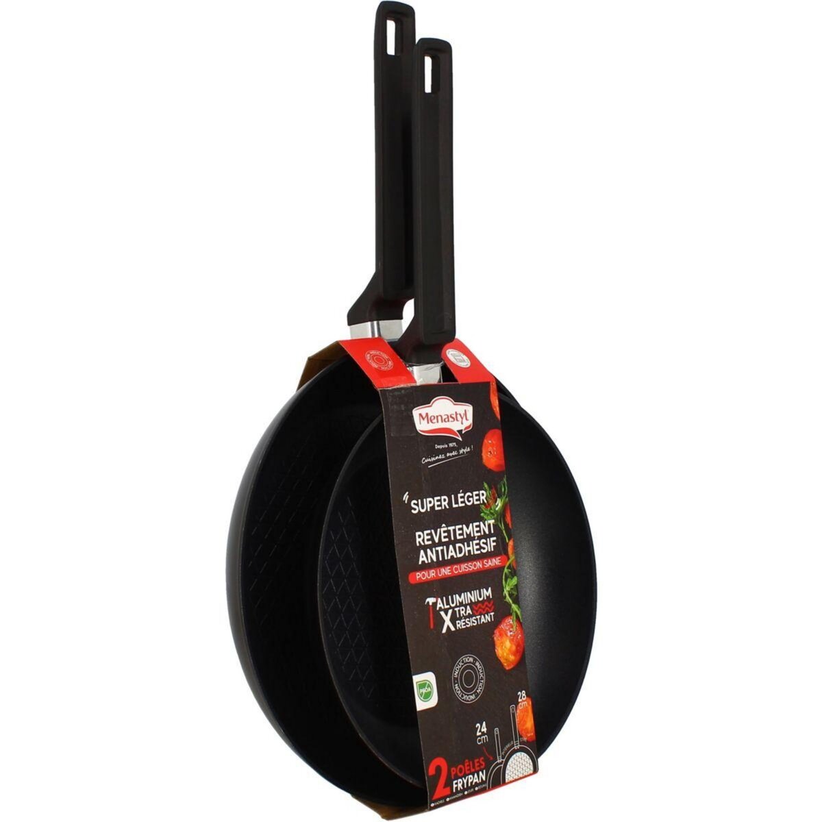 MENASTYL Batterie de cuisine 2 poeles 24/28cm noir