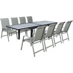 Habitat et Jardin Salon de jardin repas en aluminium extensible  Lagos  - 140/280 x 90 x 76 cm - 8 places - Gris clair