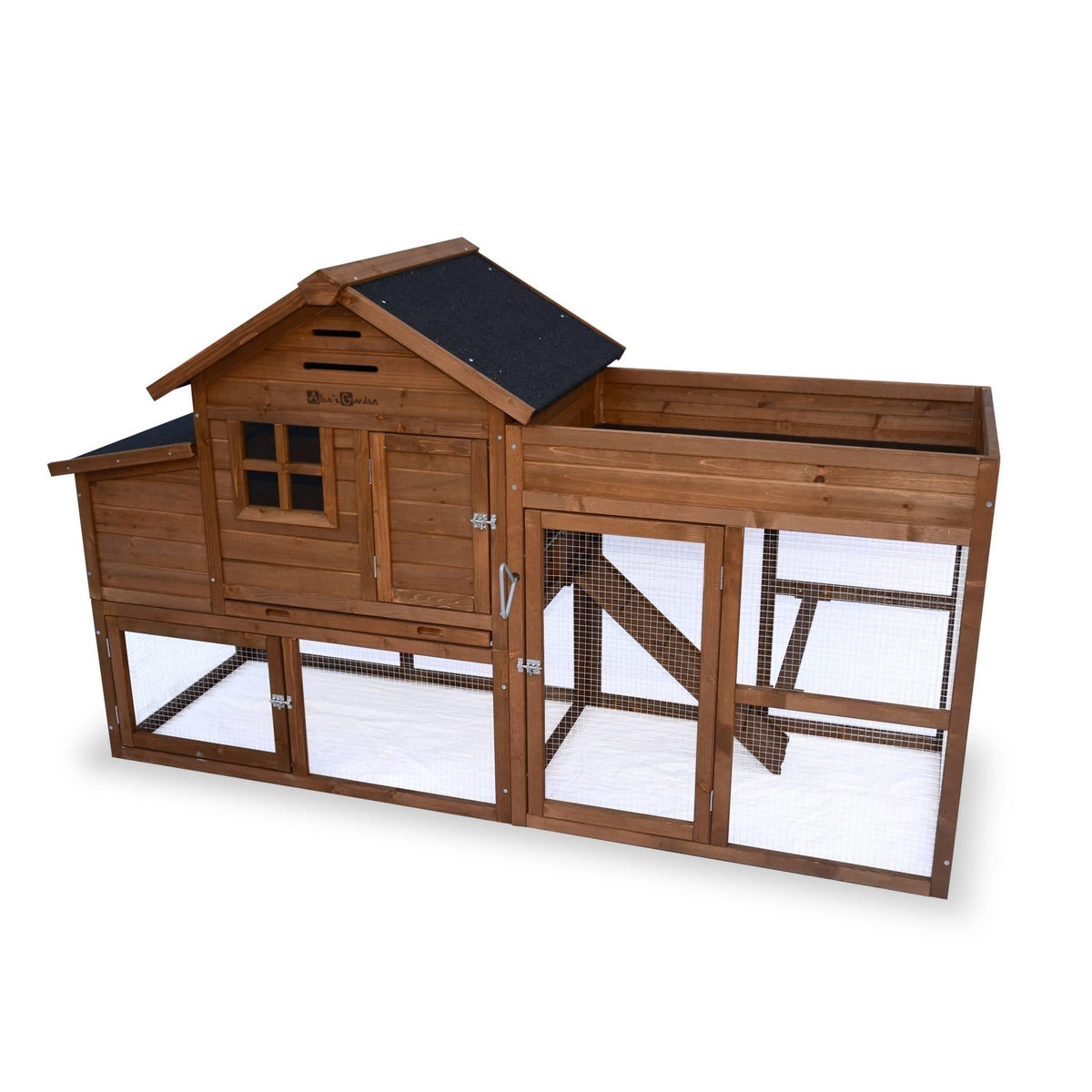 SWEEEK Poulailler en bois avec carré potager CAMPINE. 3 poules. cage à poule avec enclos. poulailler avec jardinière