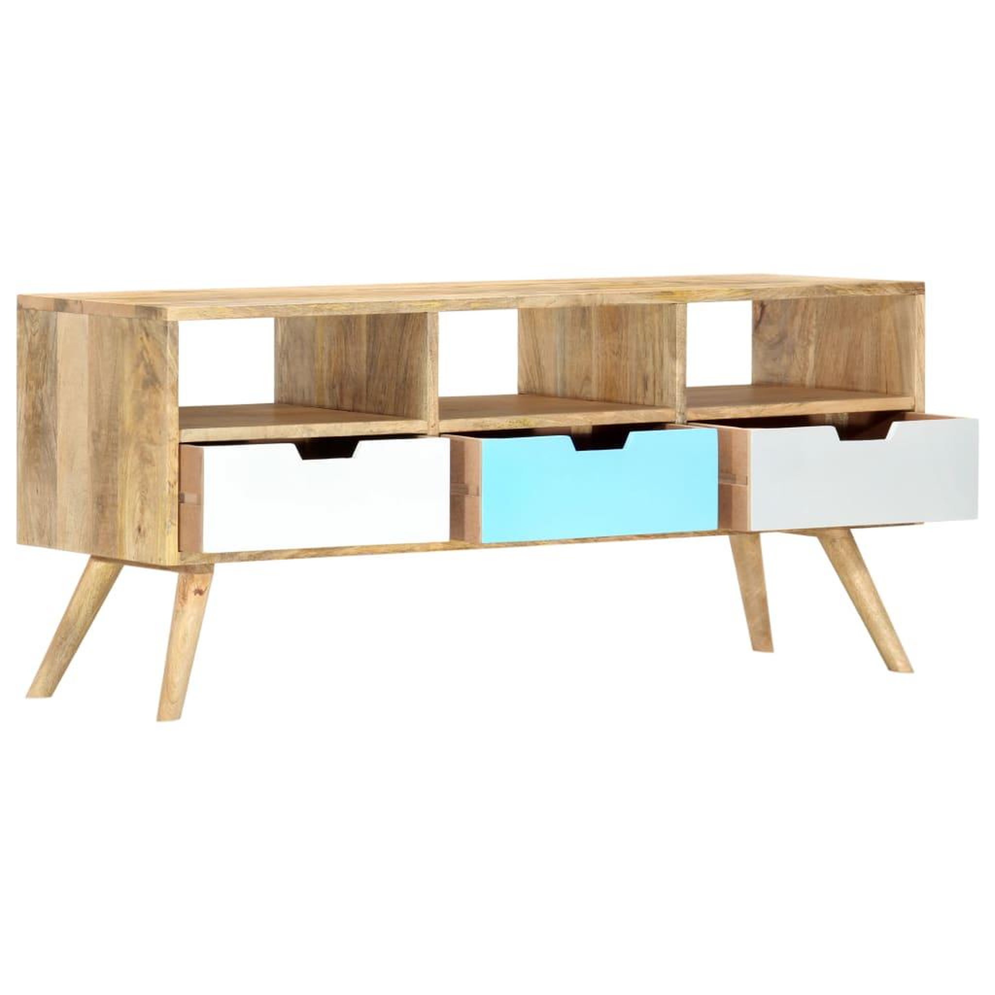 Voir la diapositive 2 : VIDAXL Meuble tv 110x35x48 cm bois de manguier massif