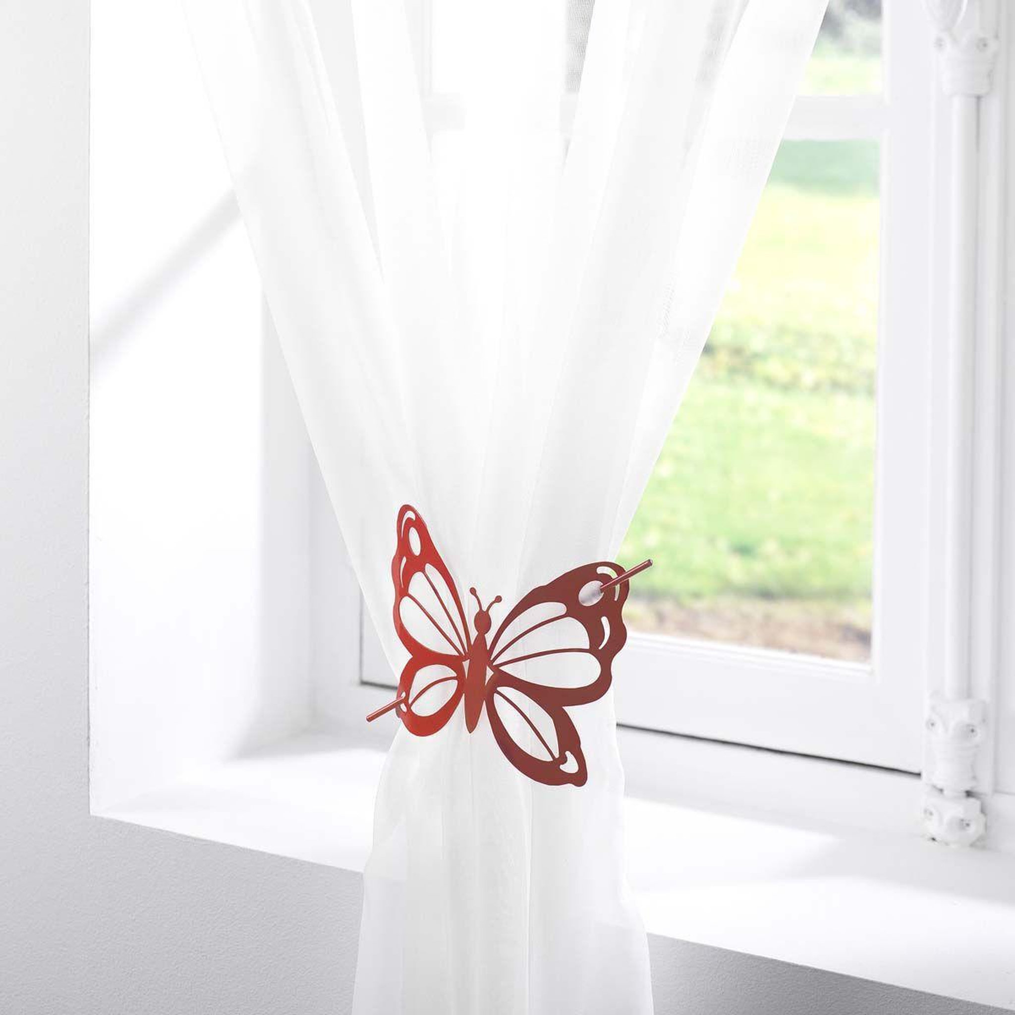Voir la diapositive 2 : Douceur d'Intérieur Embrasse de rideau broche  farfalina  16cm rouge