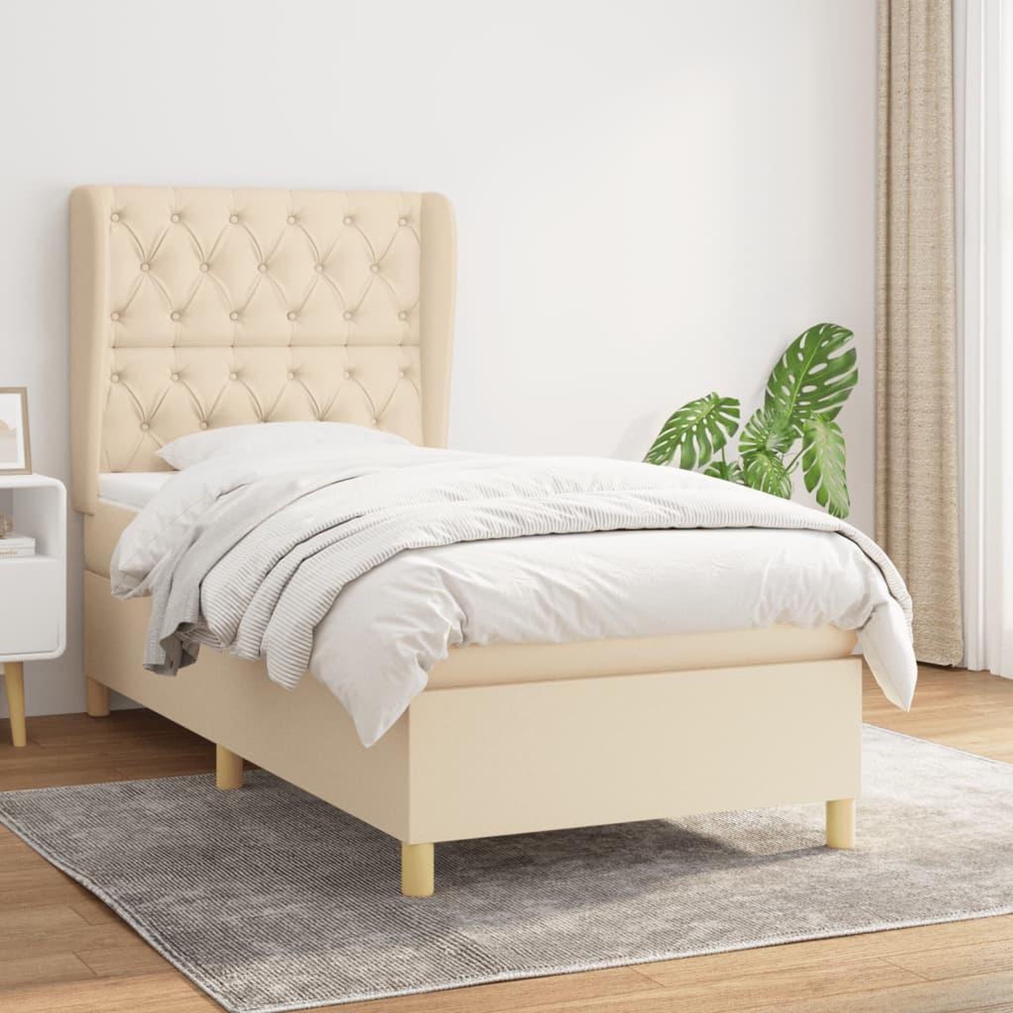 Voir la diapositive 1 : VIDAXL Sommier a lattes de lit avec matelas Creme 80x200 cm Tissu