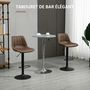Voir la diapositive 5 : HOMCOM Lot de 2 tabourets de bar Vintage pivotant réglable - repose-pied - revêtement synthétique marron