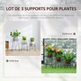 OUTSUNNY Supports de pots de fleurs design en épingle - supports à plantes - métal époxy noir