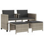 Voir la diapositive 2 : VIDAXL Canape de jardin 2 places avec table tabourets gris clair rotin
