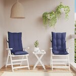 VIDAXL Coussins de chaise a dossier haut lot de 2 bleu marine