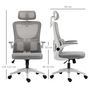 Voir la diapositive 3 : VINSETTO Fauteuil de bureau ergonomique réglable - fonction bascule, support lombaires, tétière ajustable - blanc gris