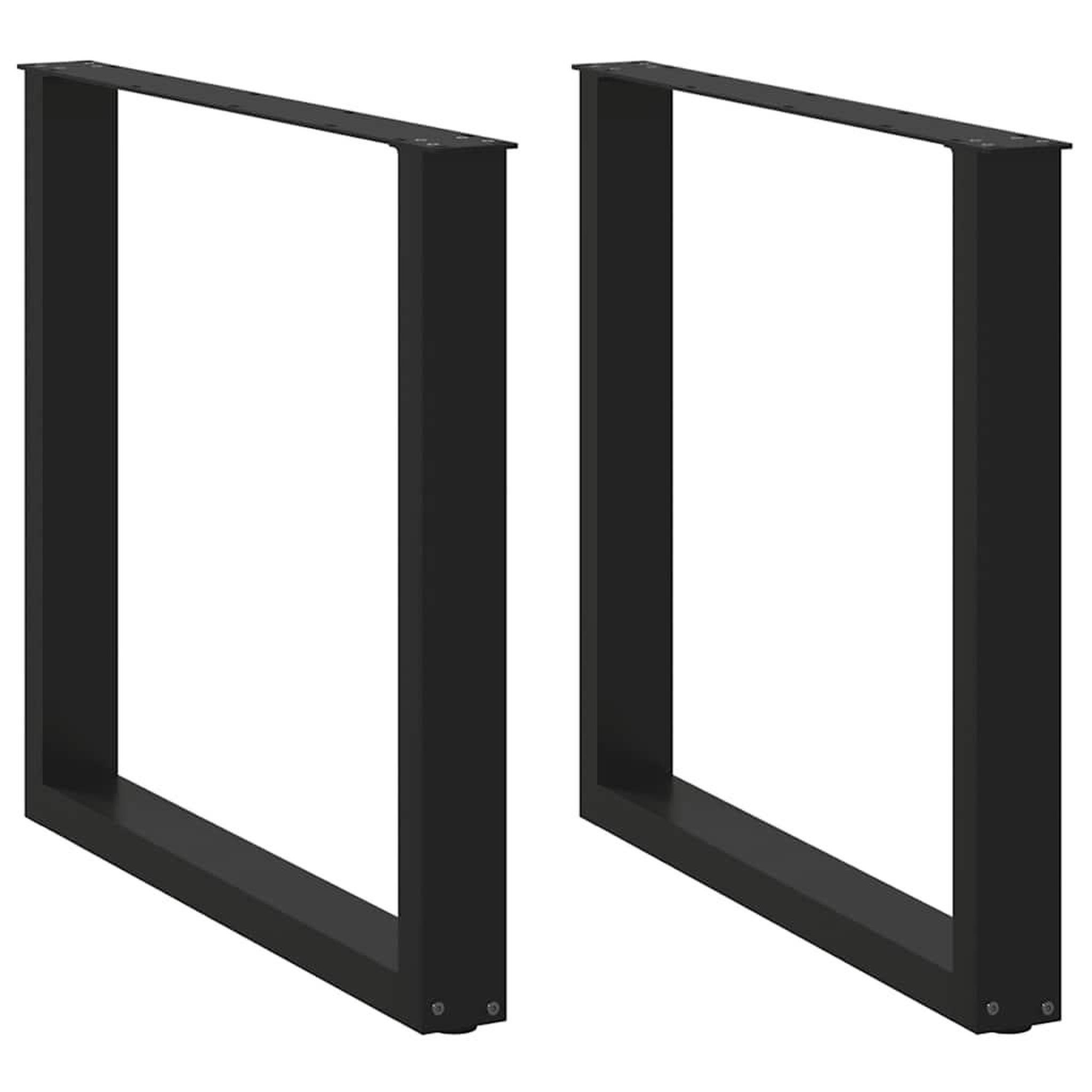 VIDAXL Pieds de table a manger forme de U 2 pcs noir 80x(72-73) cm