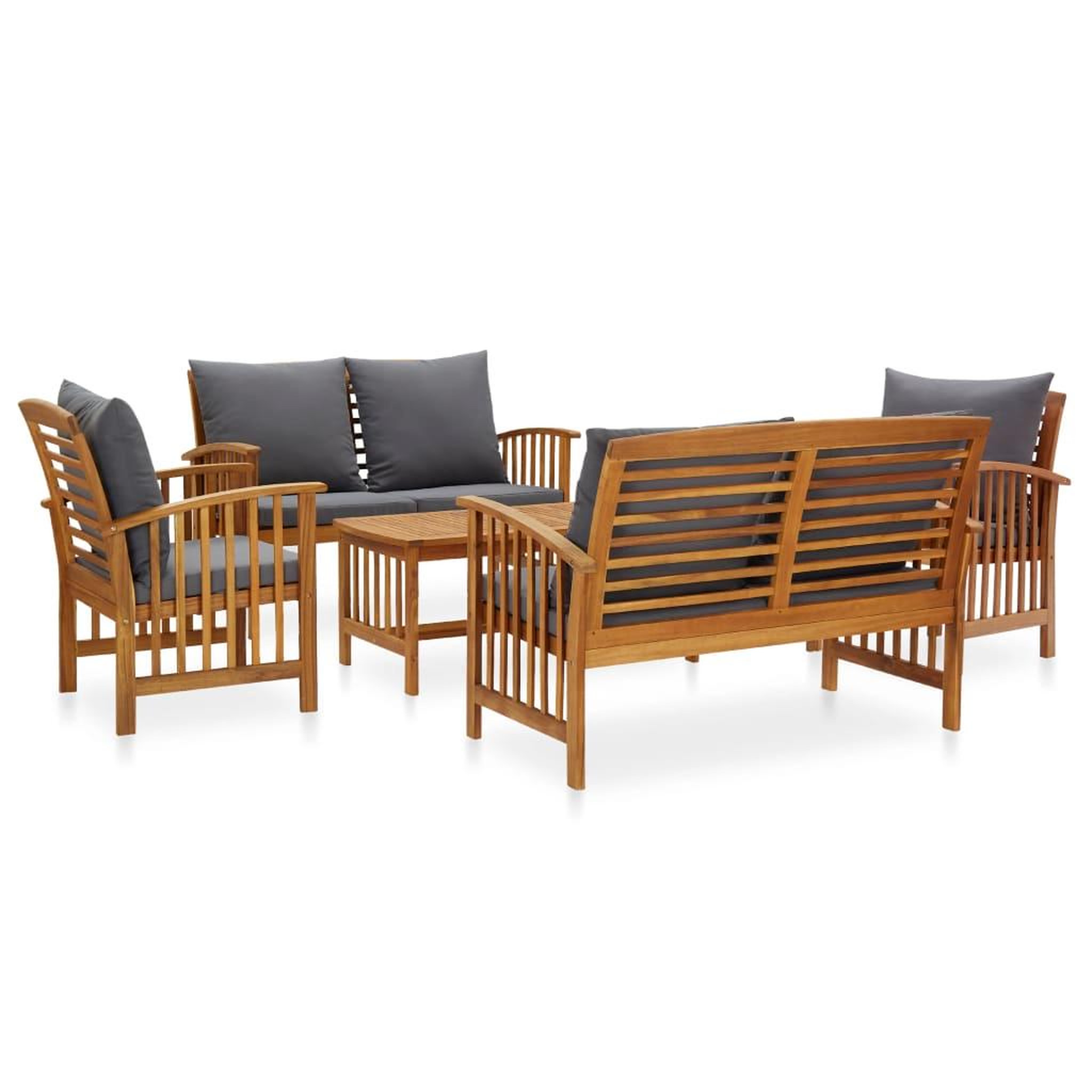 Voir la diapositive 1 : VIDAXL Salon de jardin 5 pcs avec coussins Bois d'acacia solide
